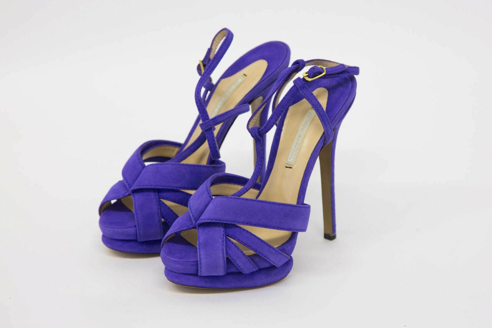 NWOB $920 Nicholas Kirkwood 100% Leather Suede T-Strap Stiletto Heels Size37/7US