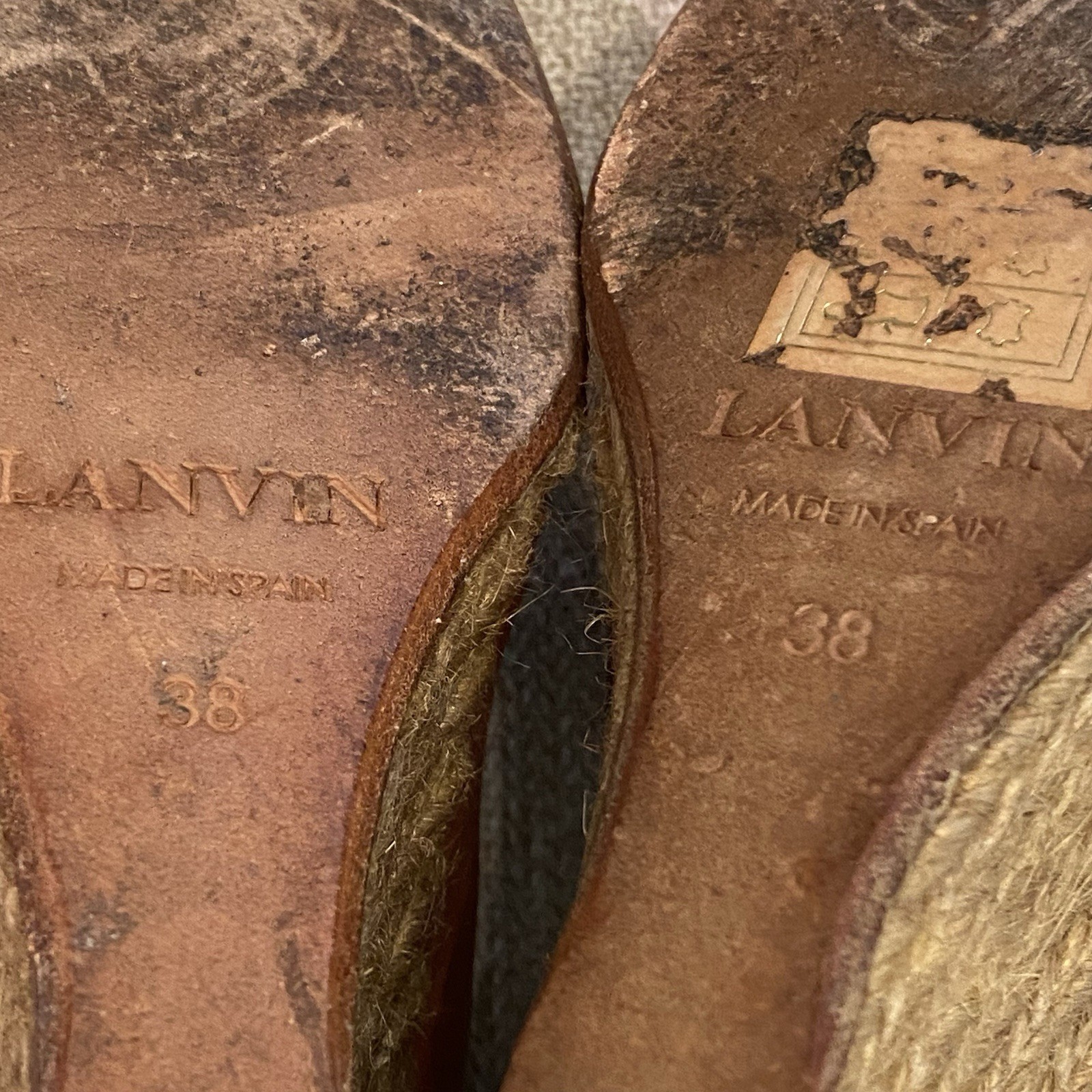 Lanvin Grosgrain-Stitched Leather Wedge Pump Tan Size 38