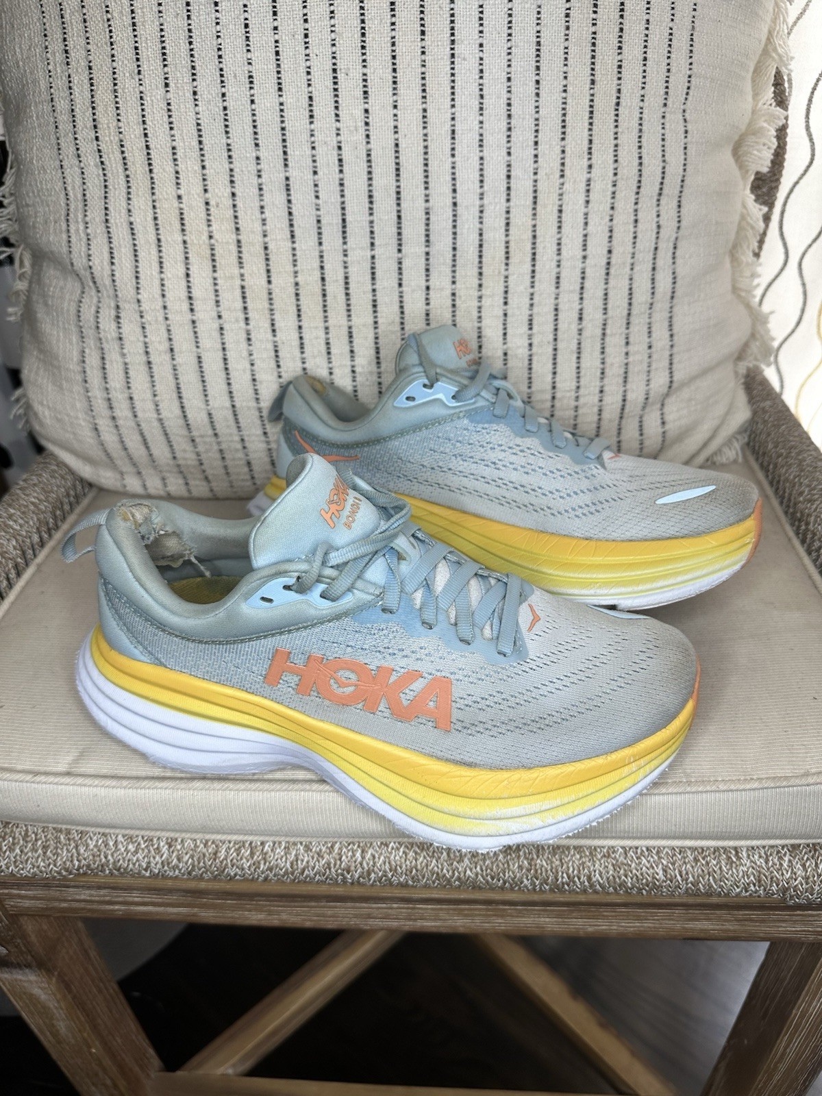 Hoka One One Women Bondi 8 1127952 SSCA Blue Running Shoes Sneakers Size 7.5 B