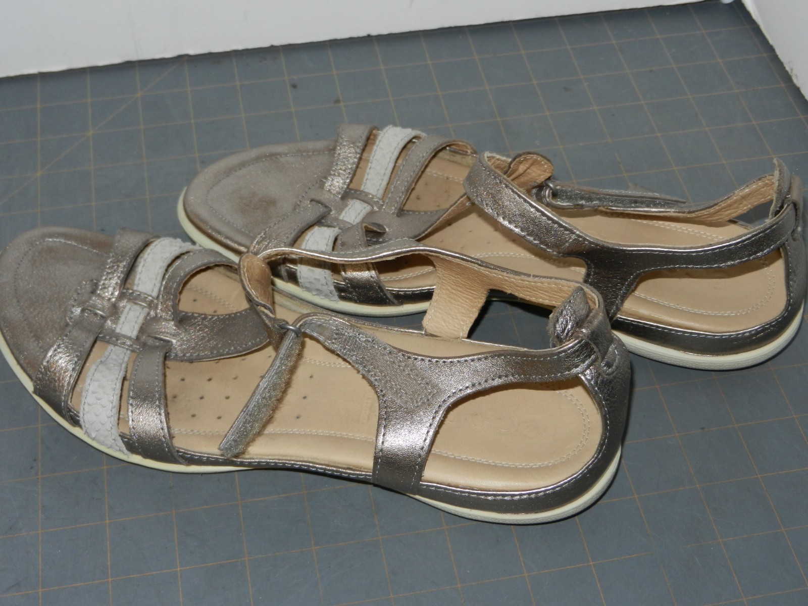 Ecco Flash T Strap Sandal Shoe Women US 10-10.5 EU 41 Leather Gladiator Ankle