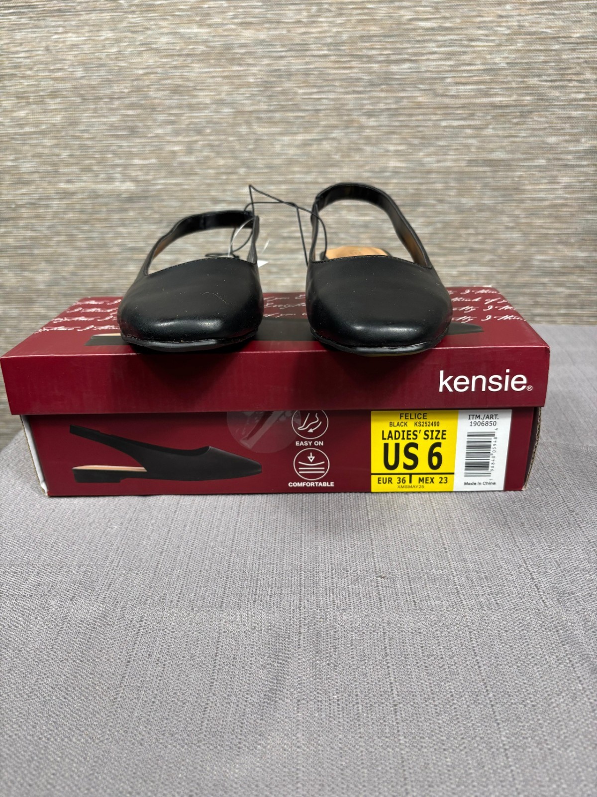 Kensie Felice Slingback Flats Womens Size 6 Black KS252490 NEW