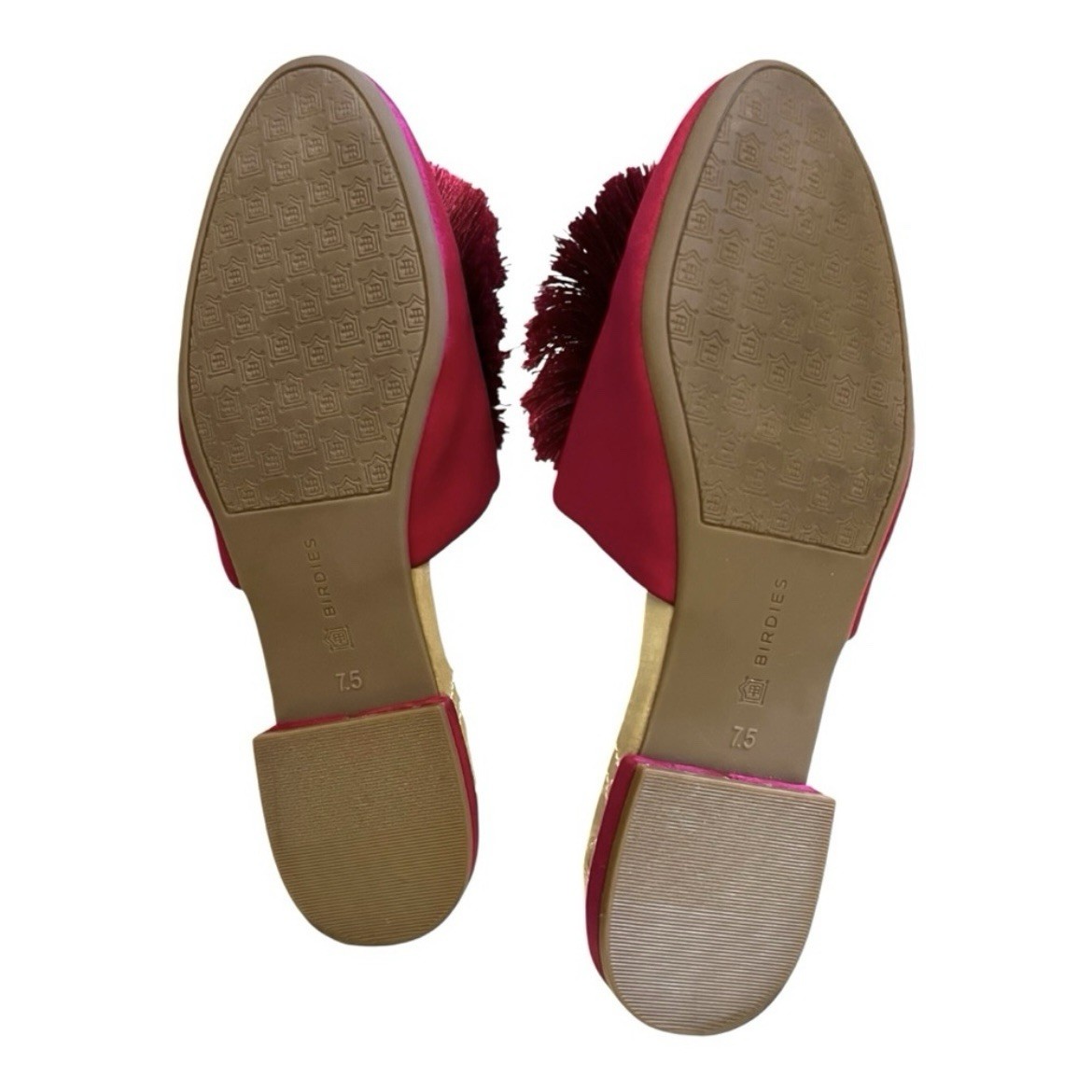 Birdies Fuchsia Pink Pom Pom Satin Songbird Mule Slipper Size 7.5-Never worn