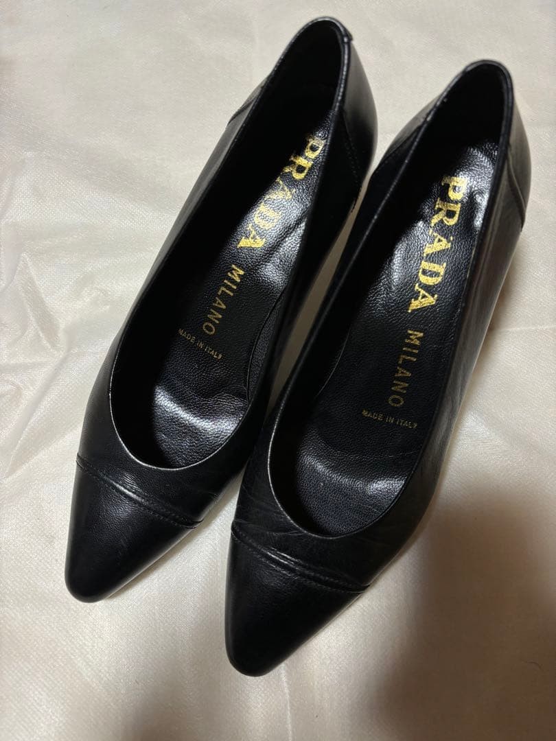PRADA Black Leather Pointed Toe Heels Size 22.5cm US 5.5 – Excellent Condition