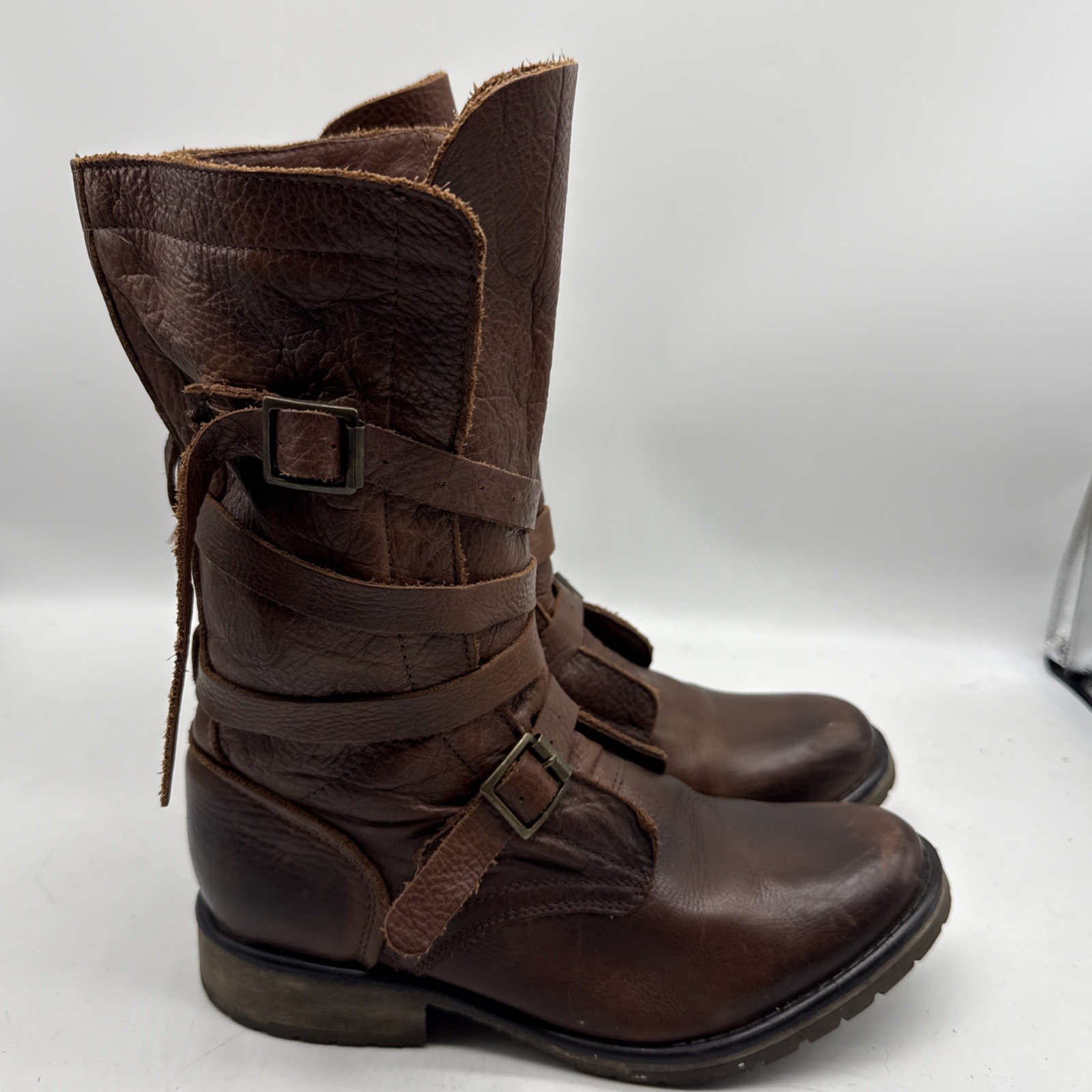 Steve Madden Combat Boots 8.5M Banddit Leather Moto Grunge Distress