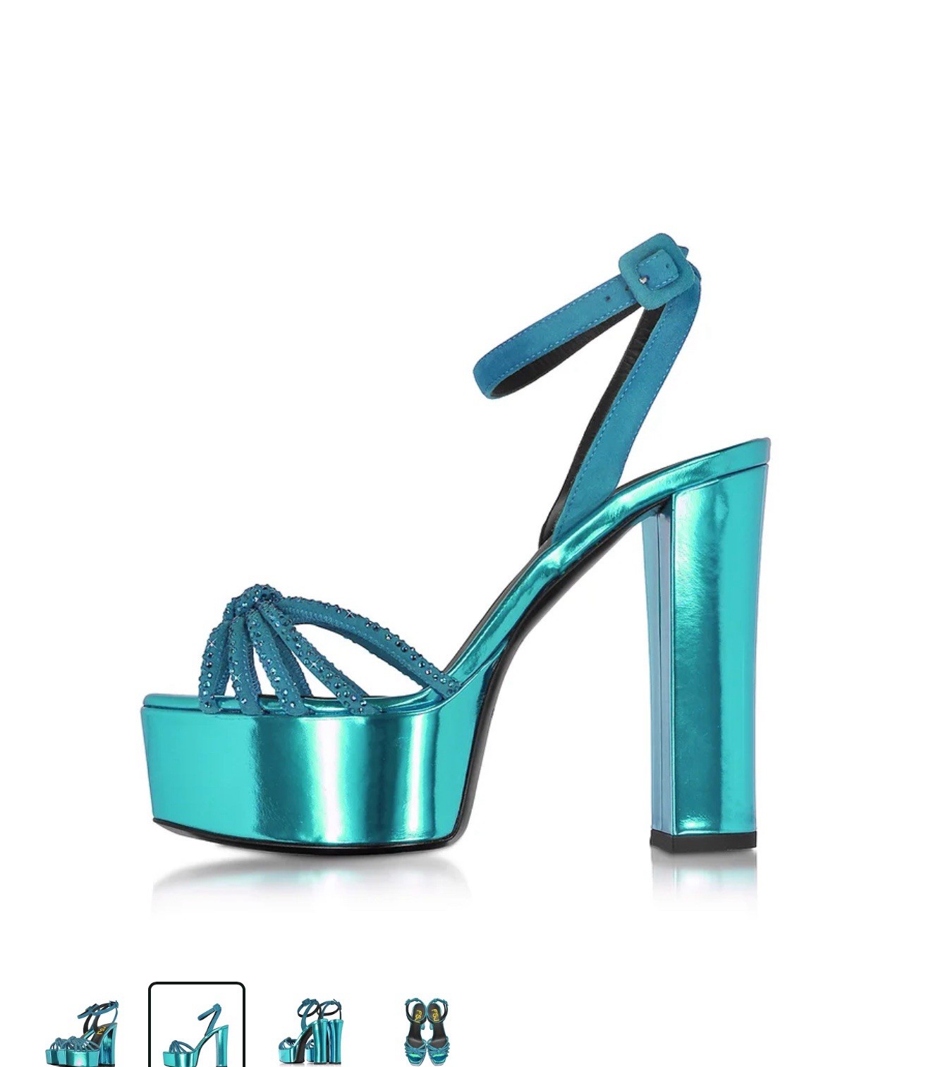 Teal Open Square Toe Strappy Knotted Chunky Heel Platform Sandals