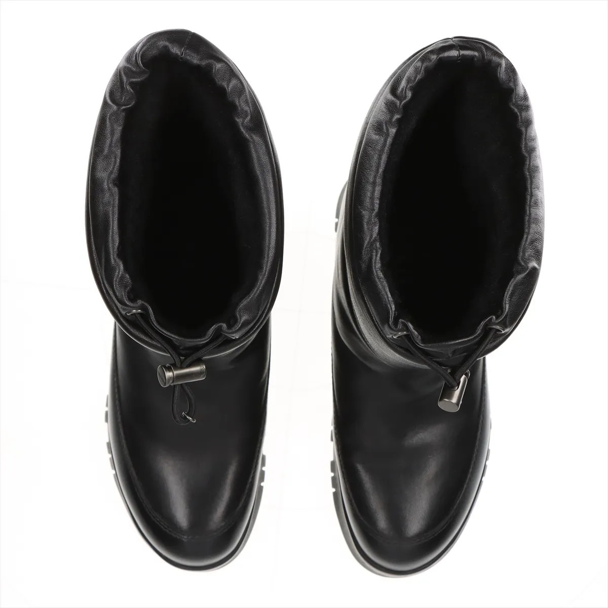 Prada Triangle logo Leather Long boots 36 Ladies’ Black Boa Comes with box