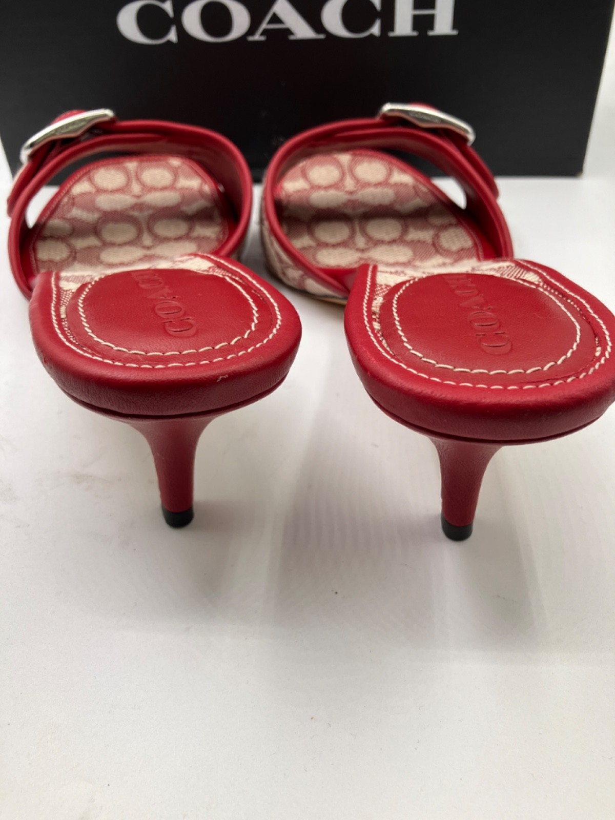 Coach Women’s Margot Sig Txt JQD Signature Kitten Heels Ruby US 11 B