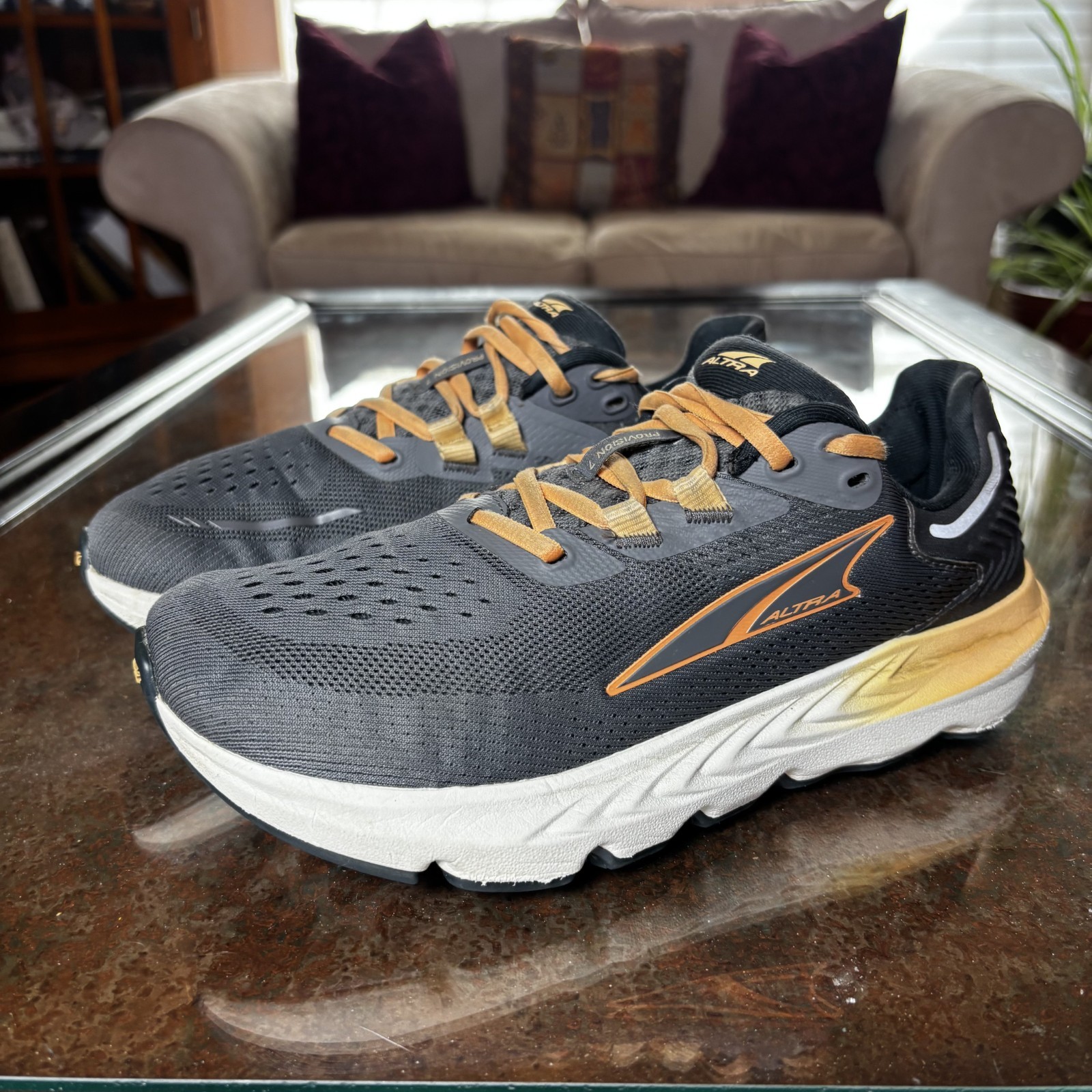 Altra Provision 7 Shoes Womens 9 Grey Orange Road Running Zero Drop Gym Sneakers