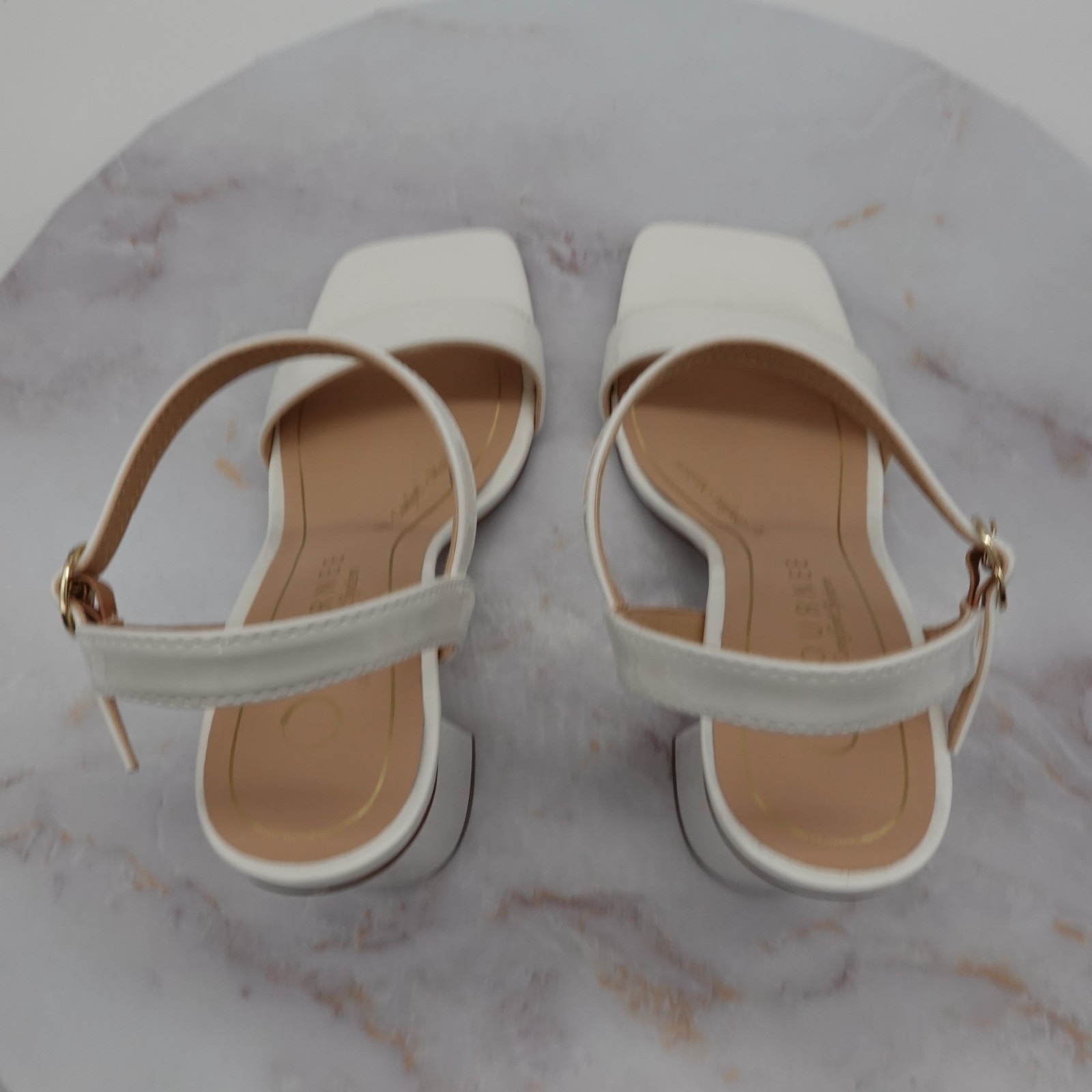 Journee Shoes Womens 7 M White High Heel Dress Sandals Block Tivona