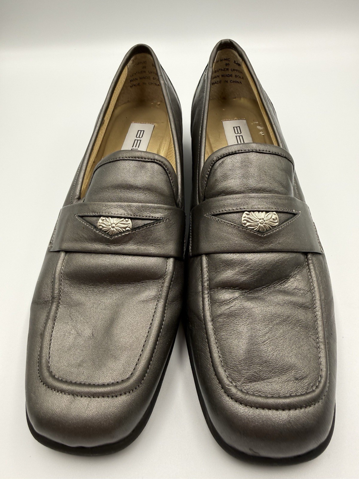 Bellini Leather Loafer Shoes Bronze Pewter Women Size 8