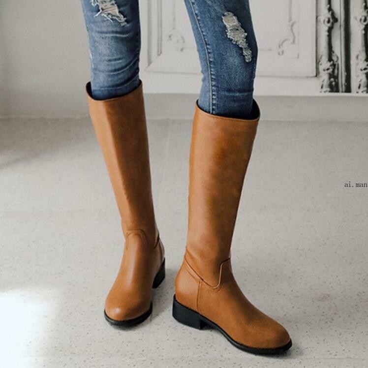 Women’s Men’s Mid Calf Knee High Riding Boots Tall Shoes Zipper Leather Oversize