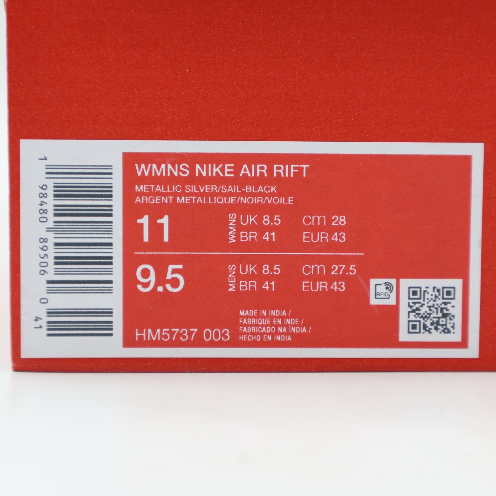 HM5737-003 Nike Air Rift Leather Metallic Silver (Women’s)