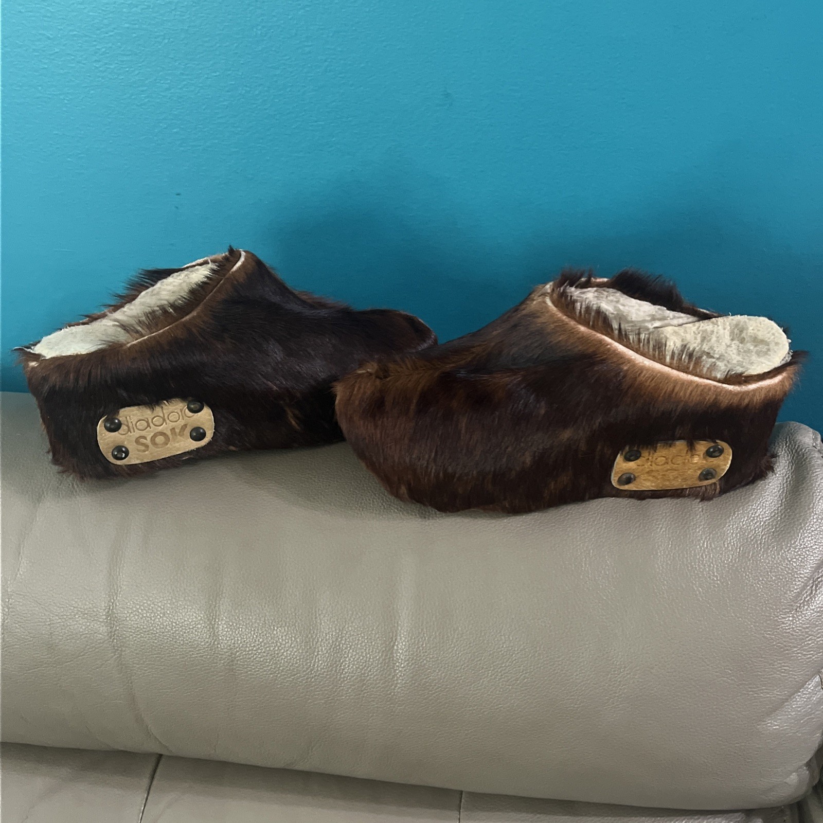 Vintage Cow Fur Winter Ski Clogs Diadora SOK 70s Italy Apres Size 37