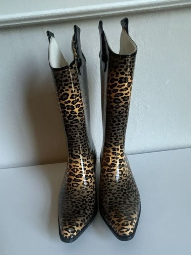 Leopard Print Rubber Cowgirl Rain Boots