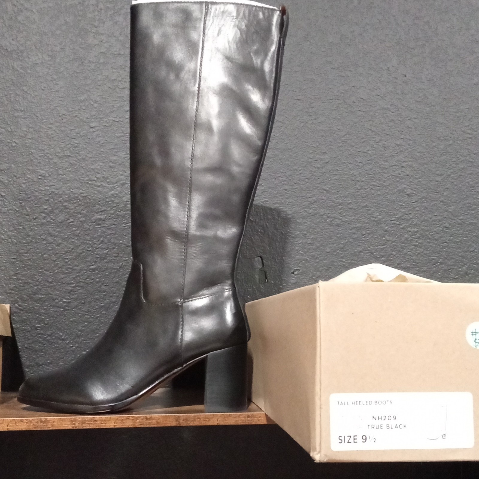 Madewell NH209 Women’s Knee High Leather Boots Zip Round Toe Black 9.5 Standard
