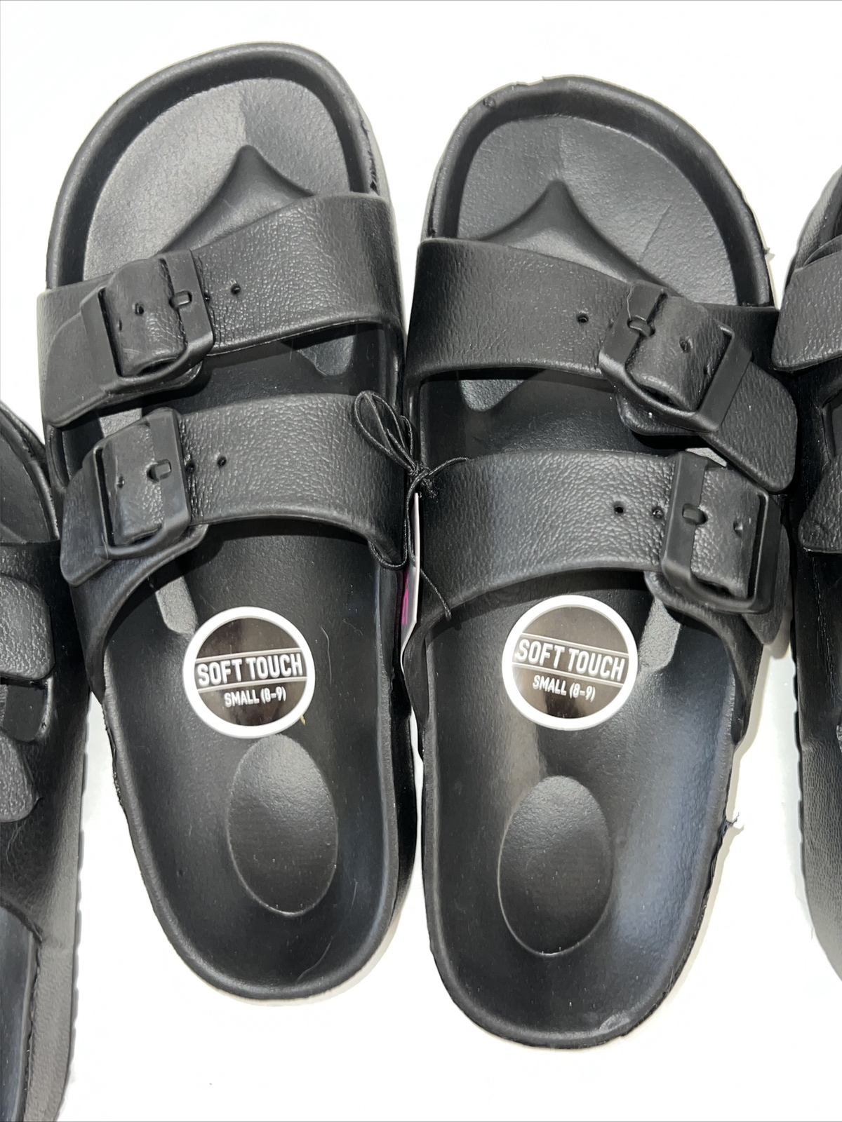 Bobbie Brooks Black Ladies Slip On Sandal Double Strap Choose Size 6-7 8-9 10-11