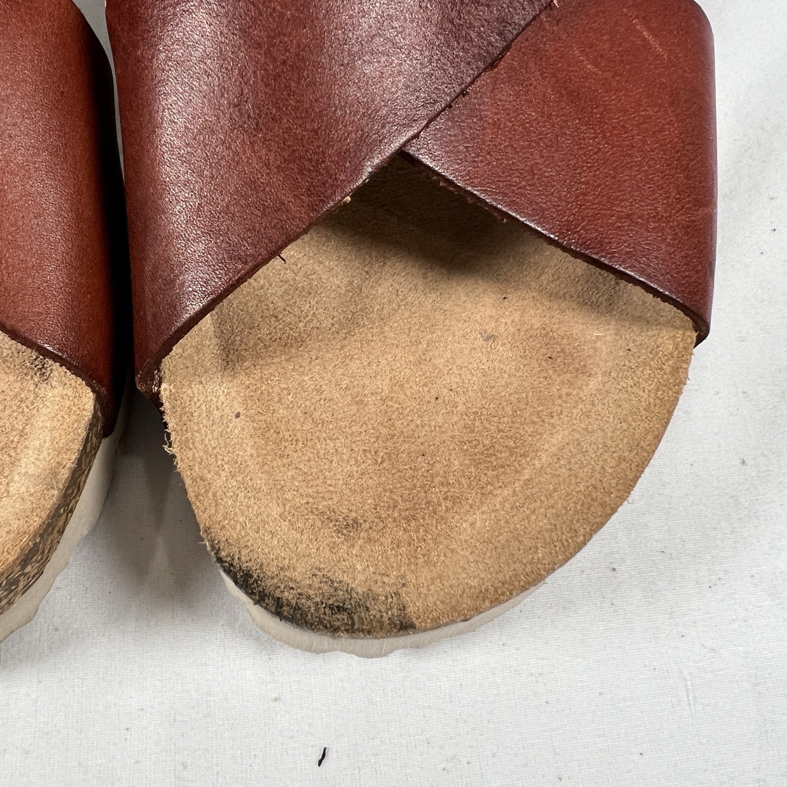Yokono Spain Brown Leather Platform Slide Sandals Sz. 8 Minimalist Boho