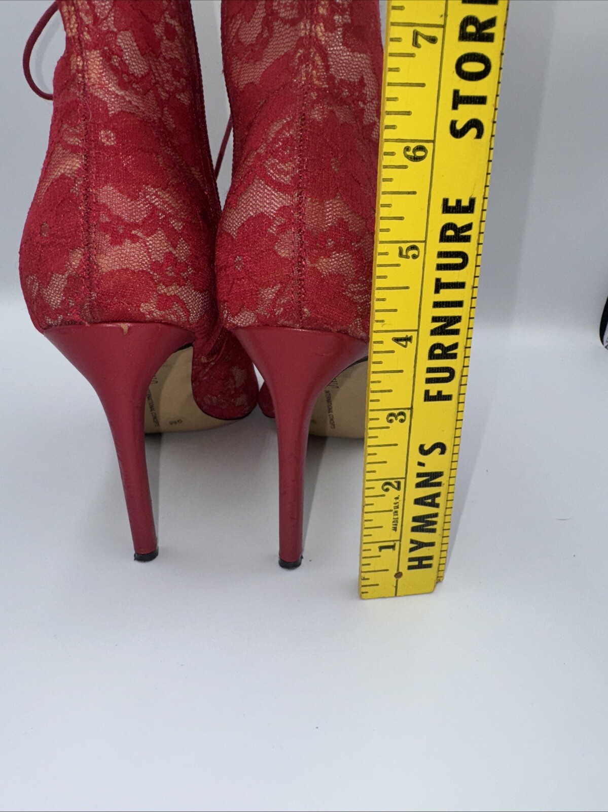 INC Womens Indira Red Floral Lace Up Booties Shoes 9M See description …