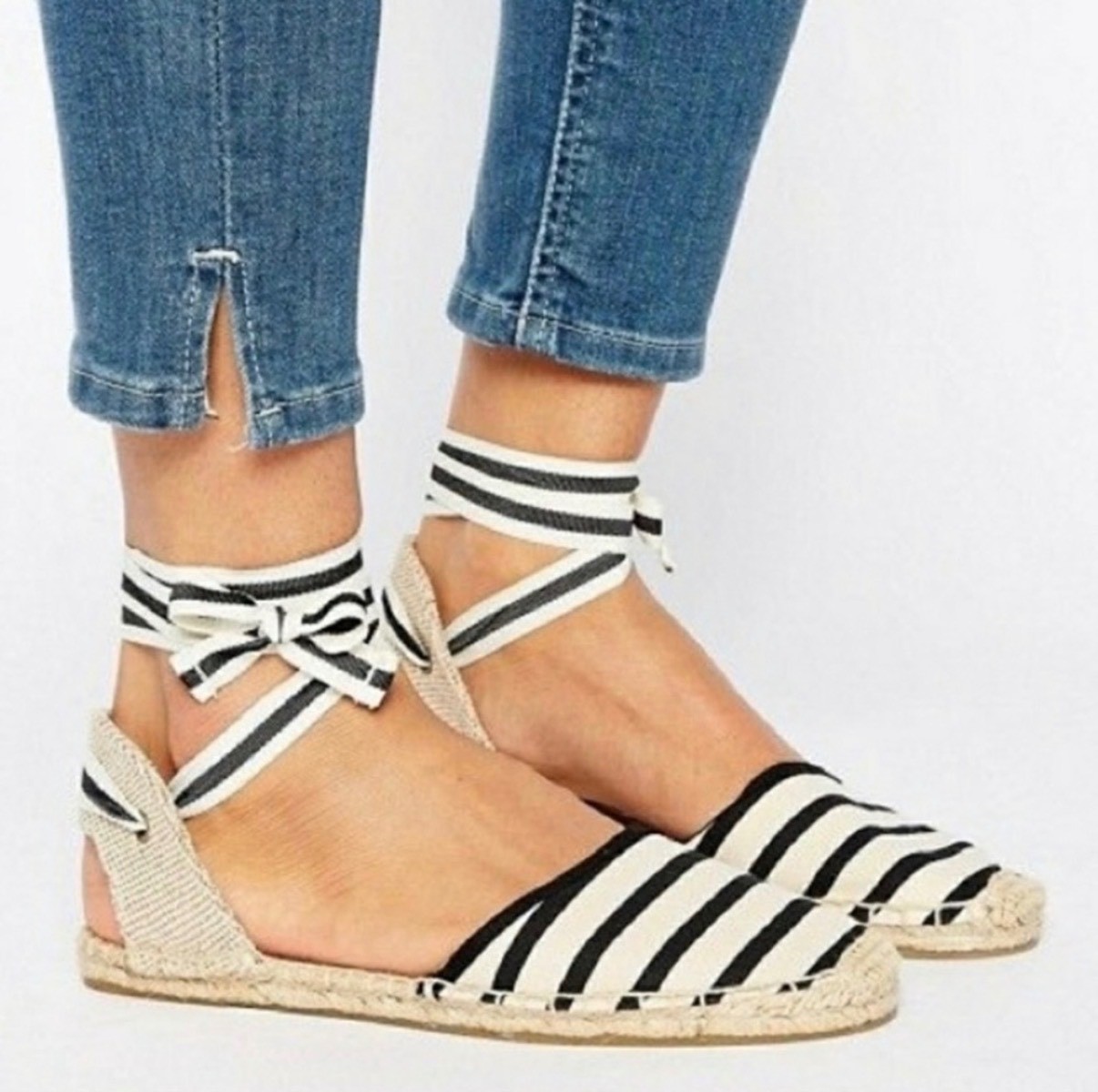 Soludos Crème/Black Striped Espadrille