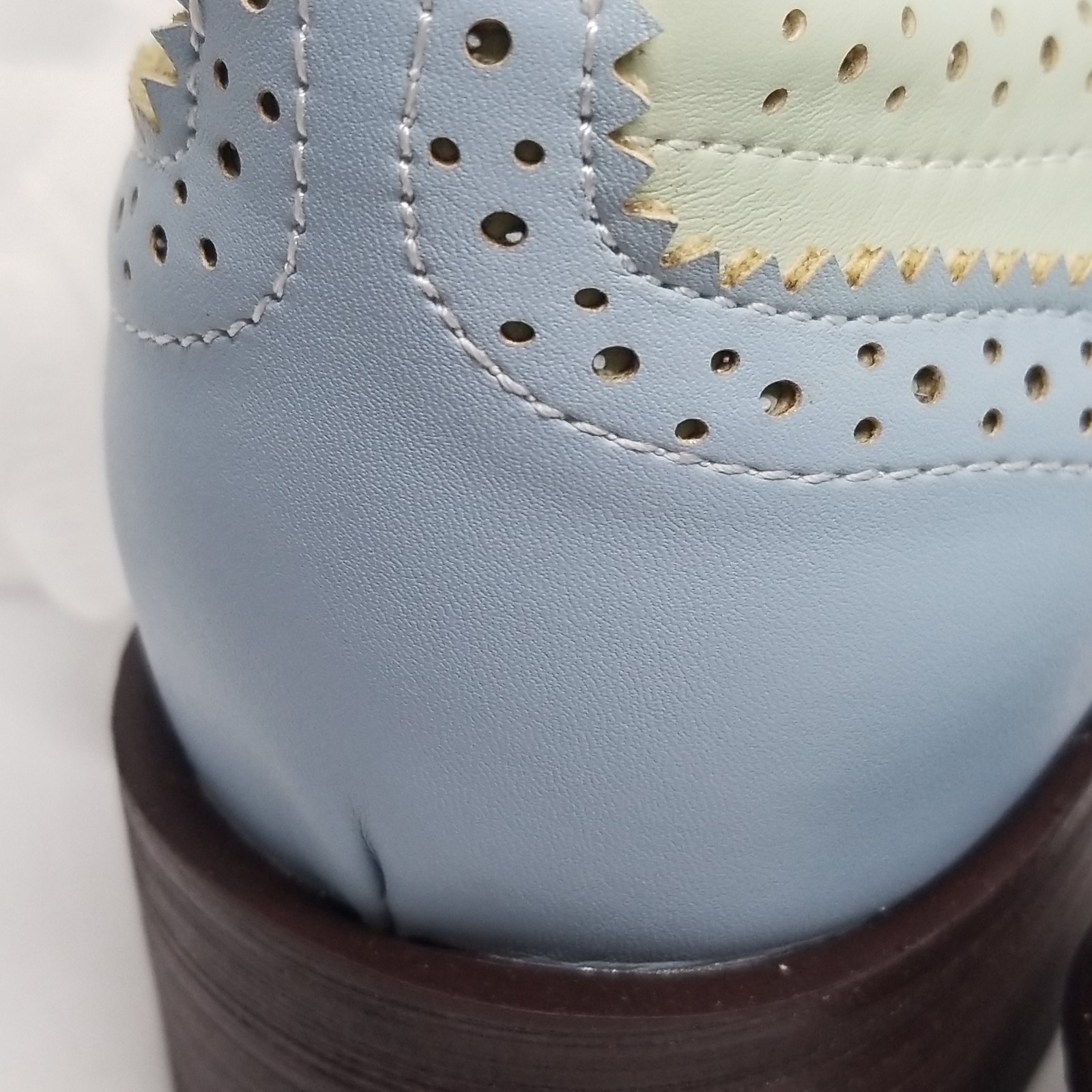Size 9 Green Color Block Man Made Leather Wingtip Brogue Oxford Shoes