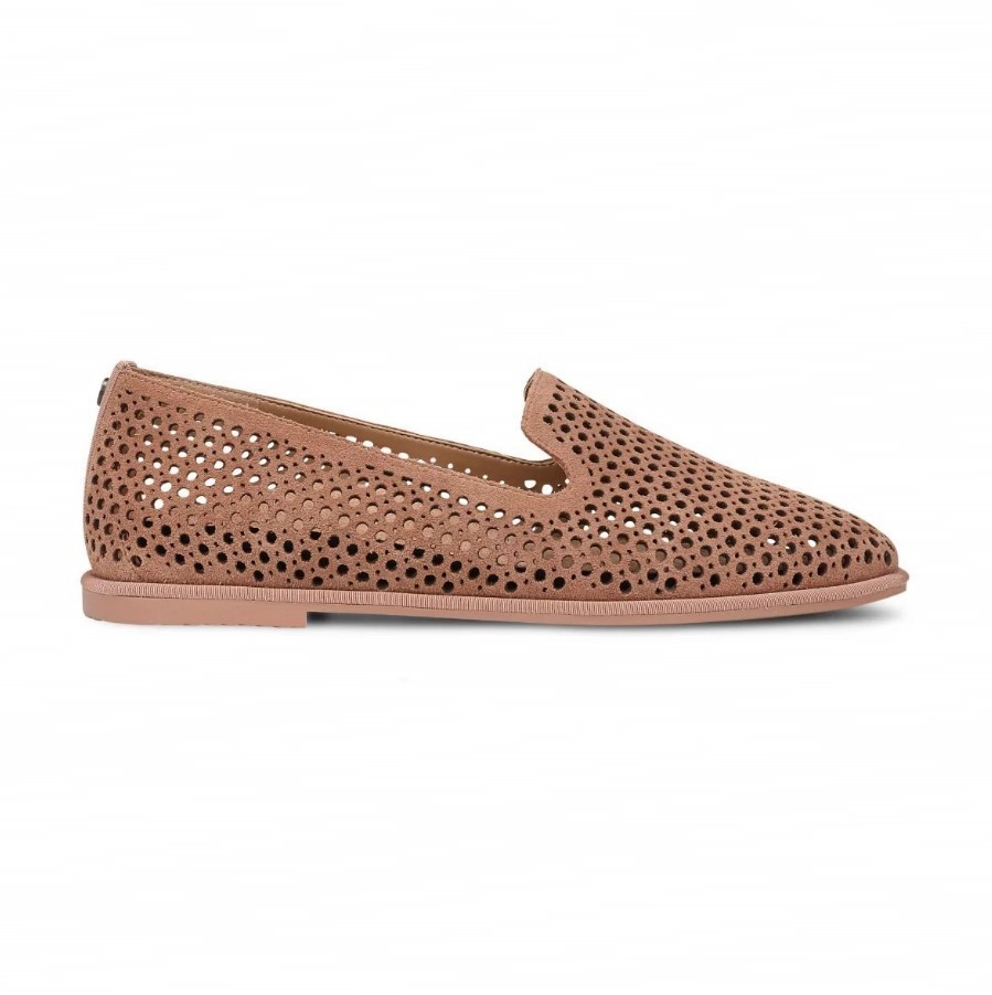 VIONIC Women Willa 2.0 Perf Slip on Flat, Mocha Mousse Suede (NEW)