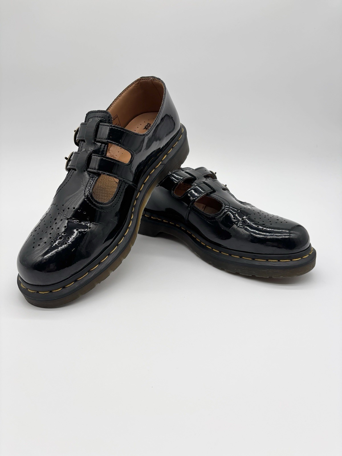 Dr Martens Shoes Women 10 Us 8065 Mary Jane Soft Toe Work Black Patent Leather