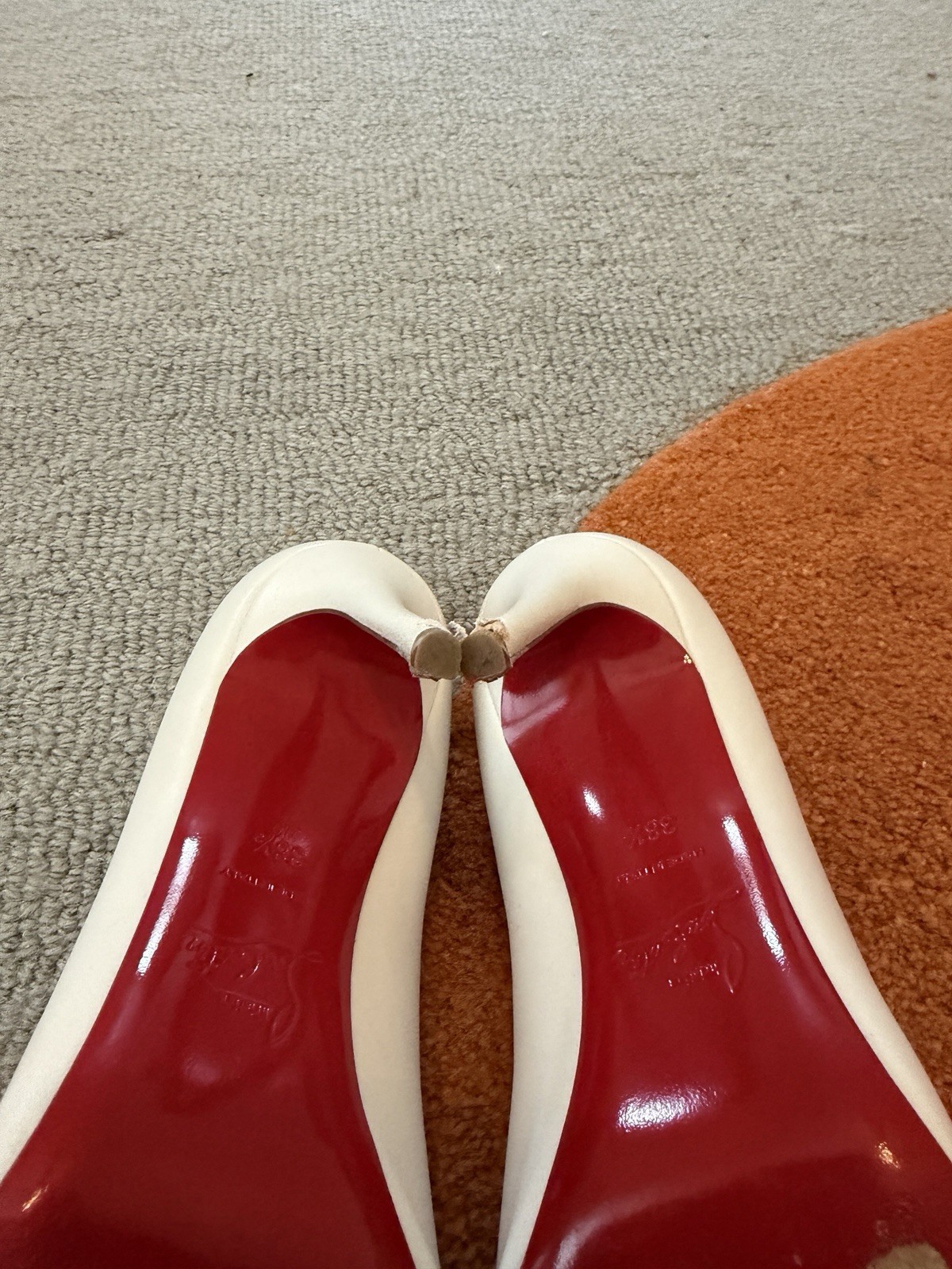 Christian Louboutin Kate 100 Women’s Leather Pump Blanco Sz 38.5