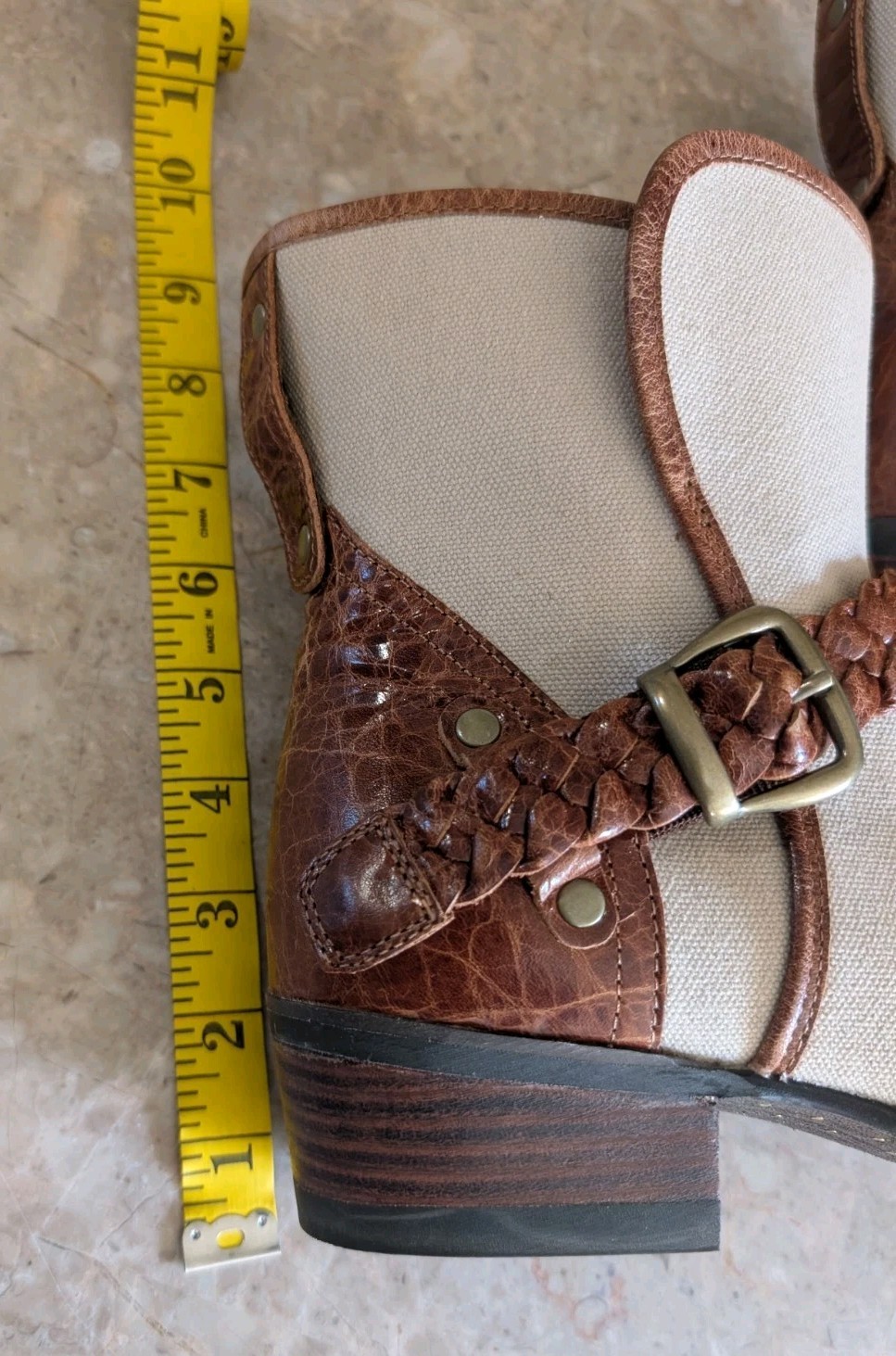Ariat Sojourn Western Strap Ankle Cowboy Boots Beige Braided Women Size 8-B