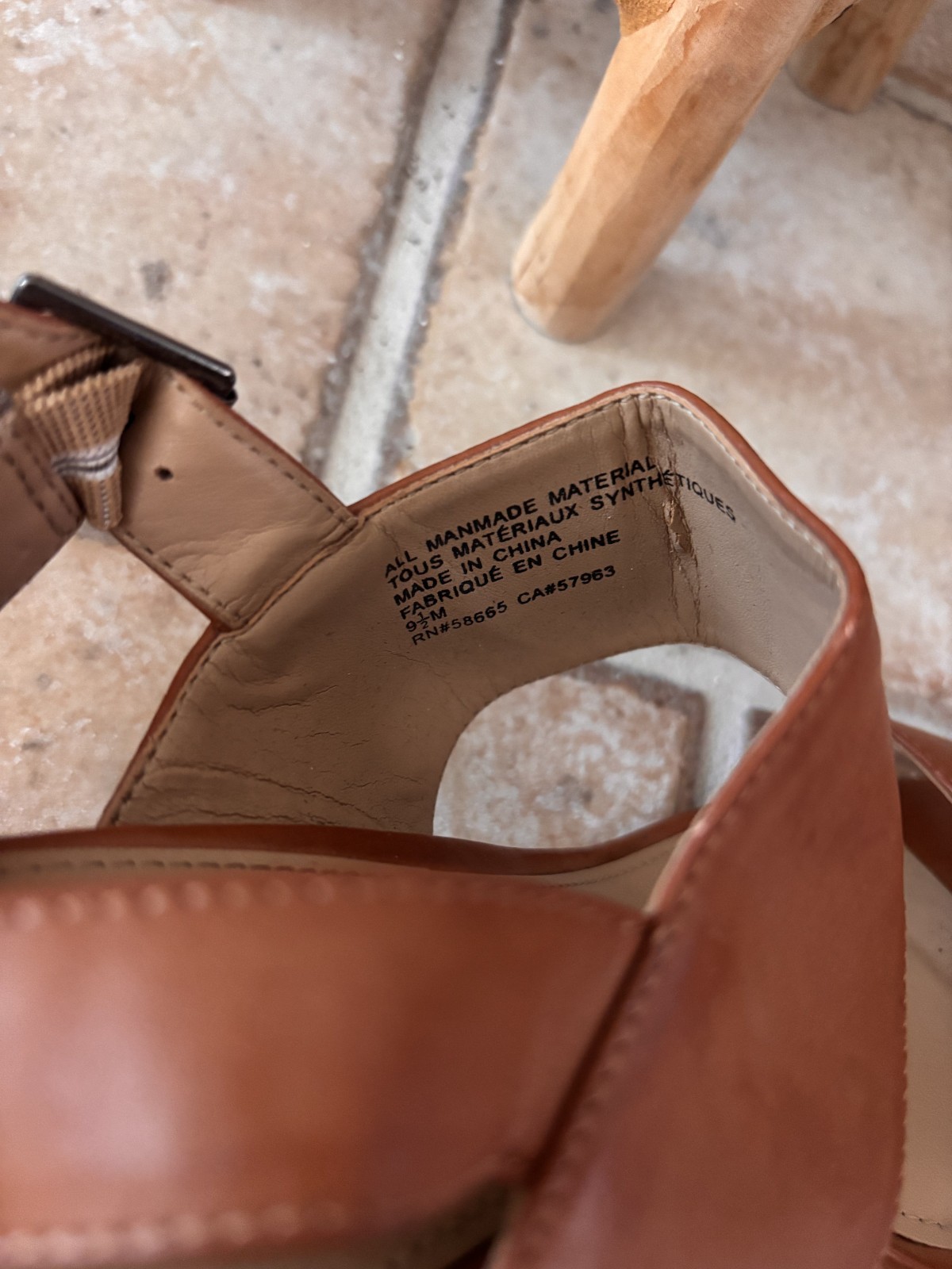 14th & Union Cognac Brown Ankle Strap Block Heel Sandal 9.5