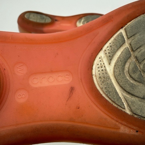 Crocs Isabella Strappy Sandals Women 8 Orange Pink Jelly Comfort Flat Shoe