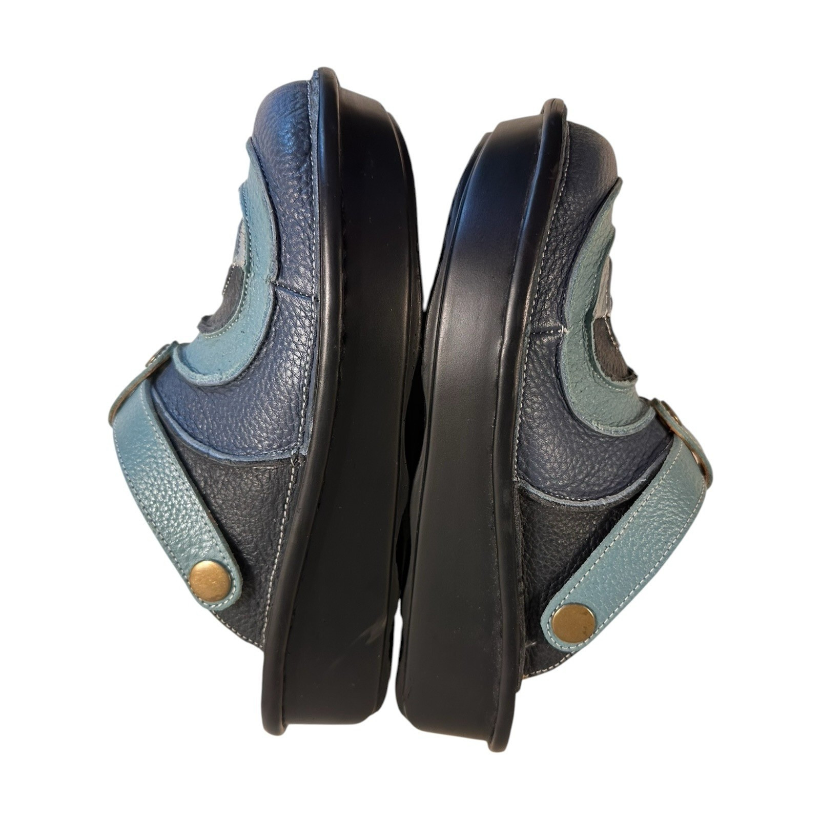 Spring Step Lollipop Leather Patchwork Clogs Mules Womens 7.5 Blue Boho Comfort