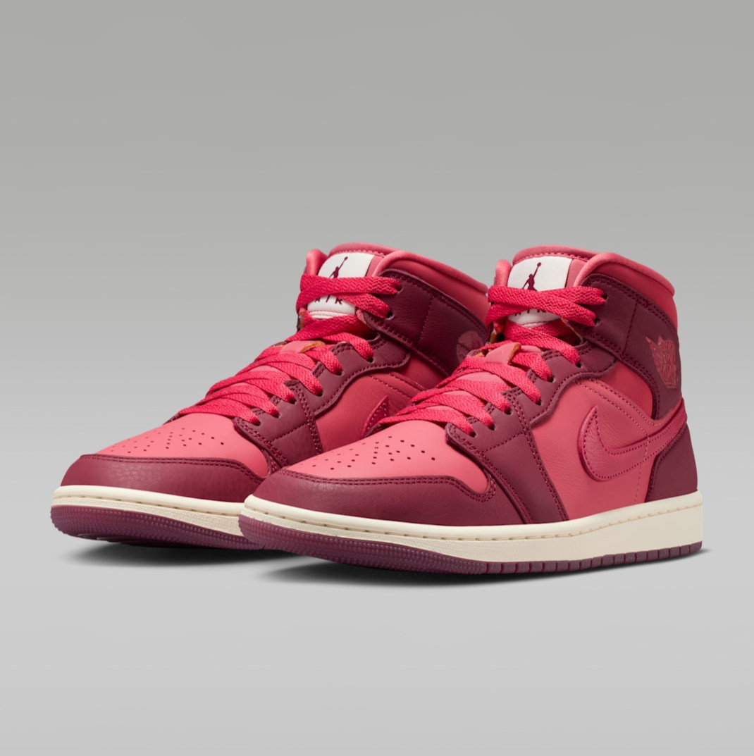 NIKE Women’s Air Jordan 1 Mid SE IB7018-600 Team Red Pueblo Red Pale Ivory