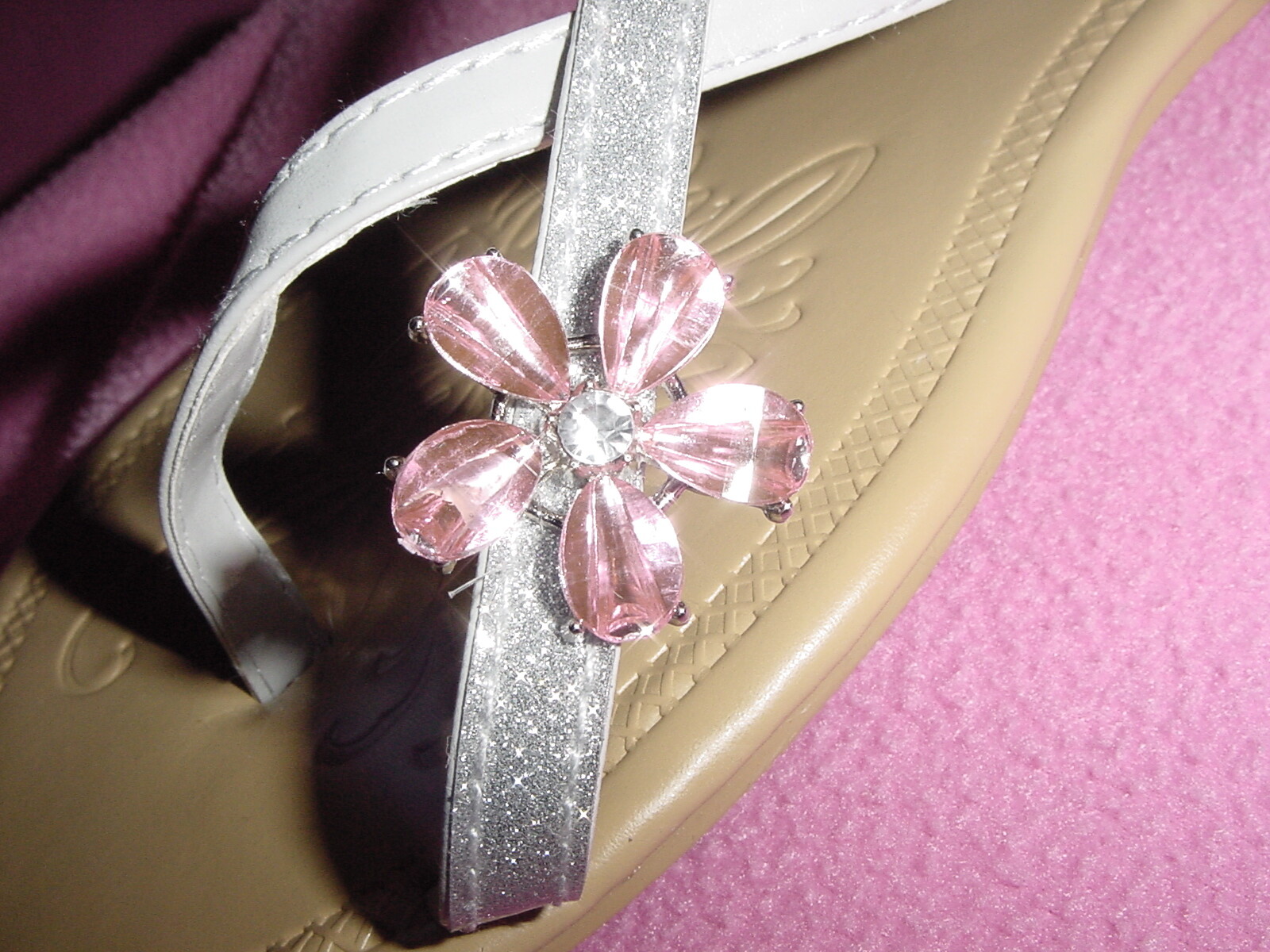 Metallic Glitter Thong Flop Sandal Gems GREEN or GRAY/SILVER XL 11-12 FREE SHIP