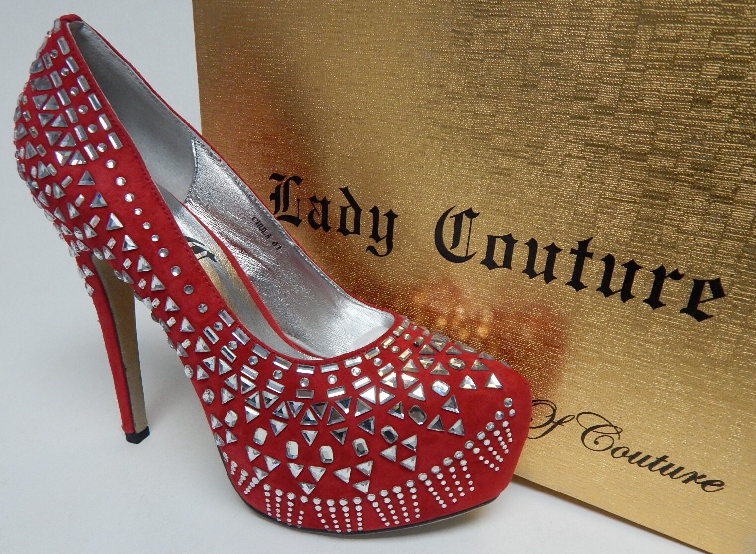 Lady Couture Chula Sz EU 41 (US 10-10.5) Women’s Suede Studded Platform Pump Red