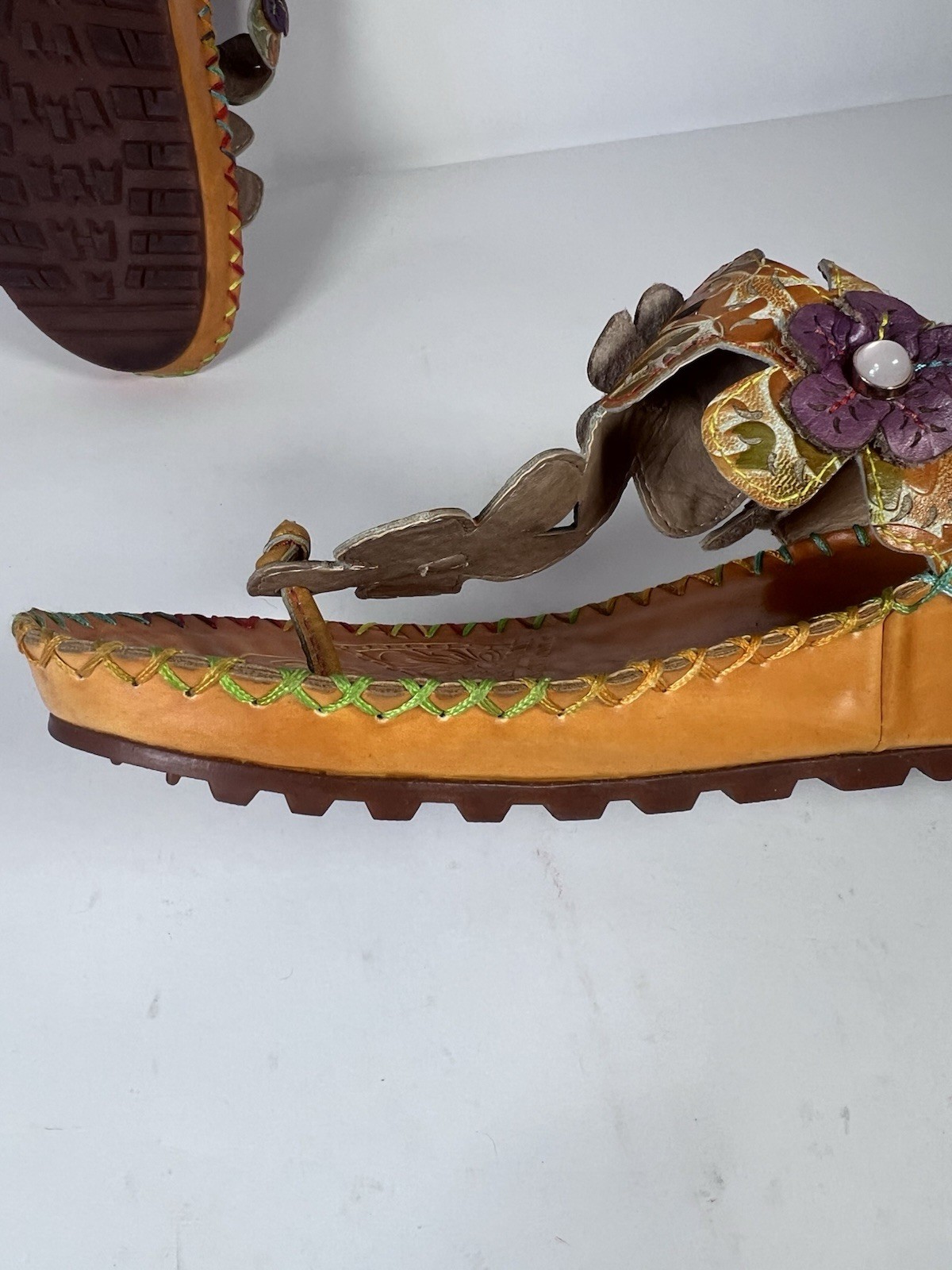 LArtiste Spring Step Crocus Womens 8.5 Floral Leather Wedge Sandals Rainbow 39