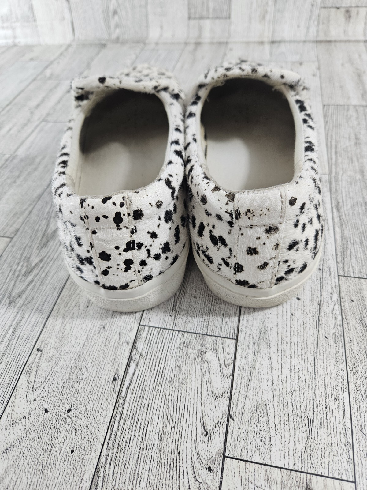 Madewell Shoes Women 8.5 Men 7 White Slip-On Sneakers Cow Animal Print Calf Hair