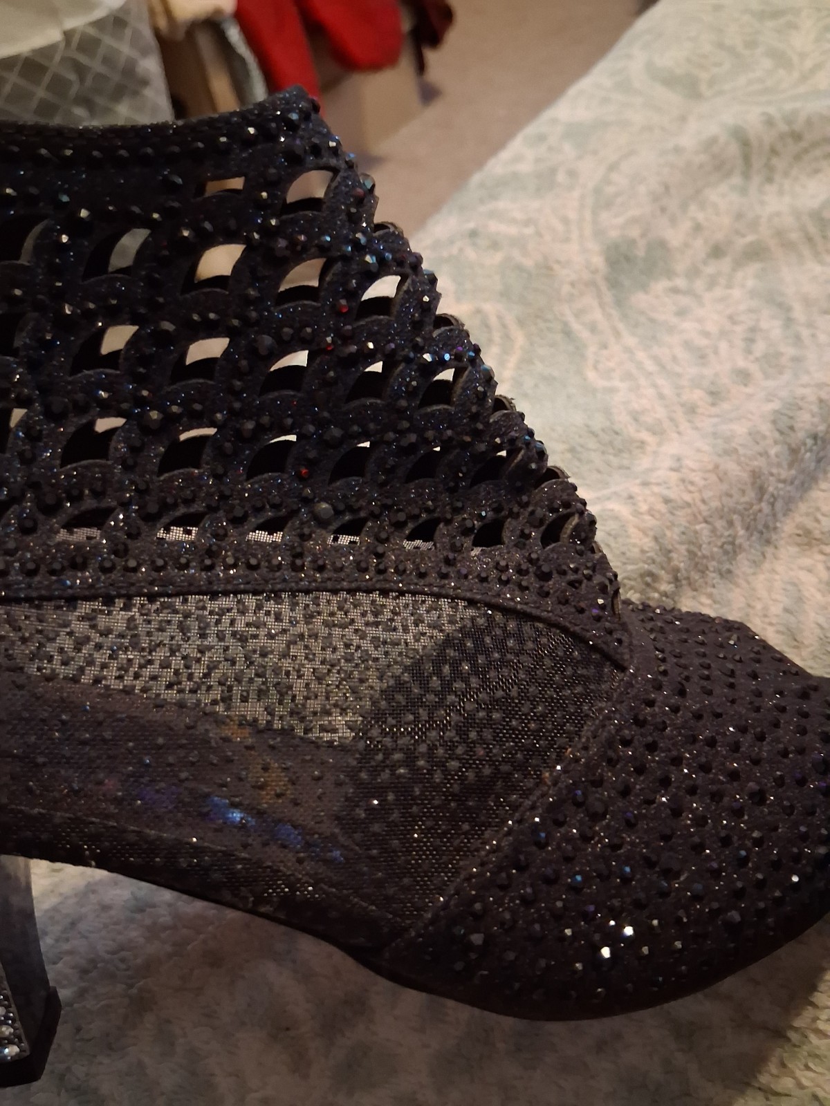 Pierre Dumas Women’s Black Synthetic Open Toe Bootie Zip Block Heel 8.5M