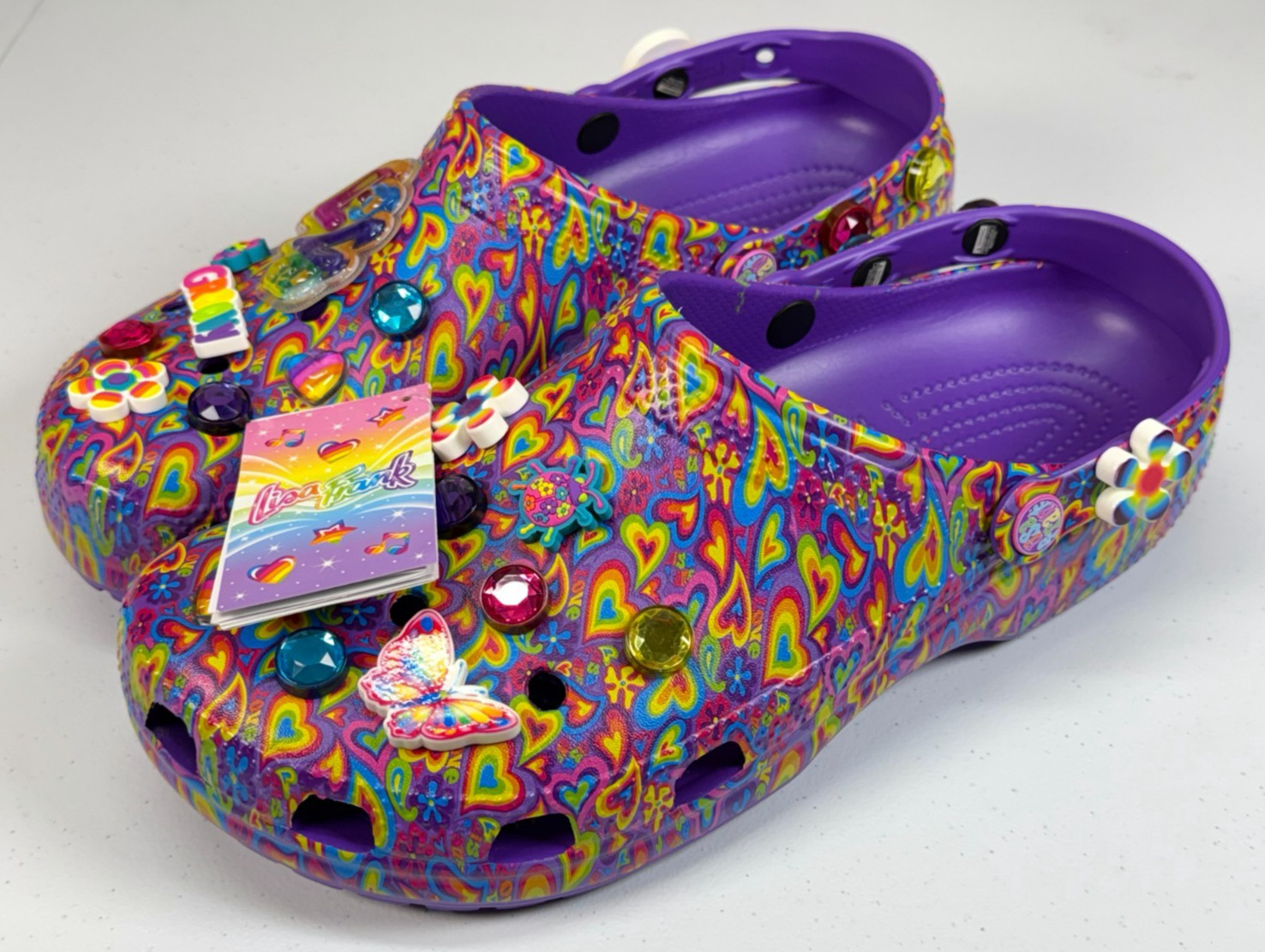 Lisa Frank Crocs Classic Clog Limited Edition Neon Purple With Jibbitz M12/W14