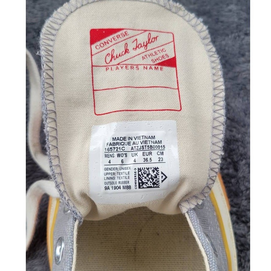 Converse Chuck 70 Pop Toe Low Top Sneaker Gray Mens 4 Womens 6