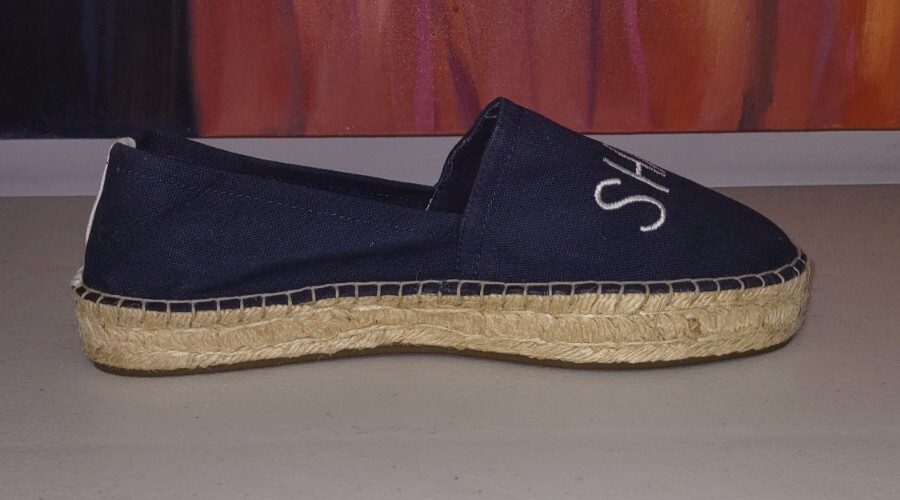 Aerie Navy Canvas Espadrilles Slip-On Flats Super Shady 100% Cotton Size 8 NWOT