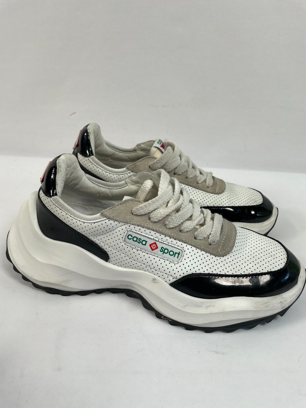 Casablanca Atlantis Sneakers Womens White Leather Low Trainers Breathable Sz 7.5