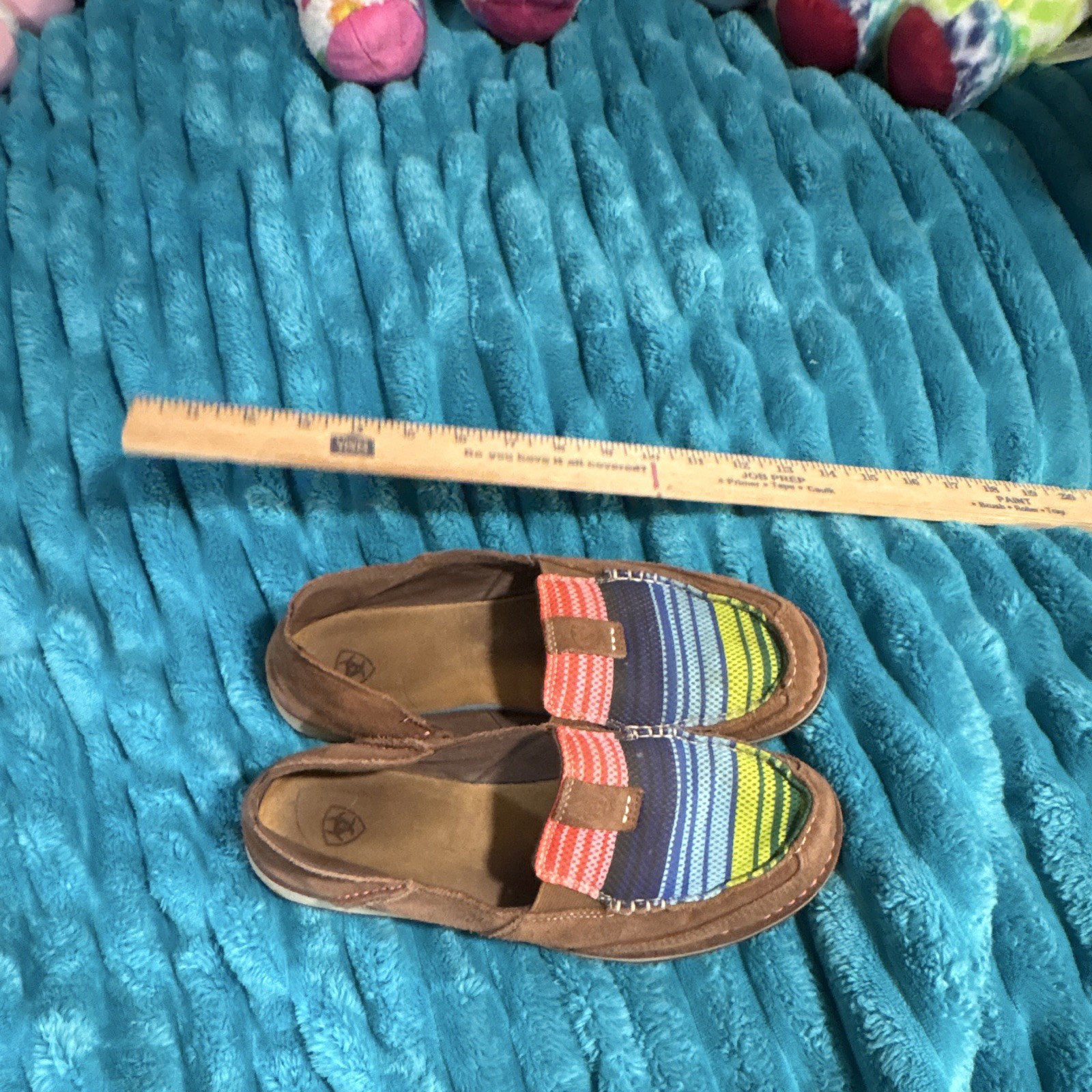 Ariat Women’s Slip-On Flats Brown Suede Woven Striped Round Toe US 9.5 B