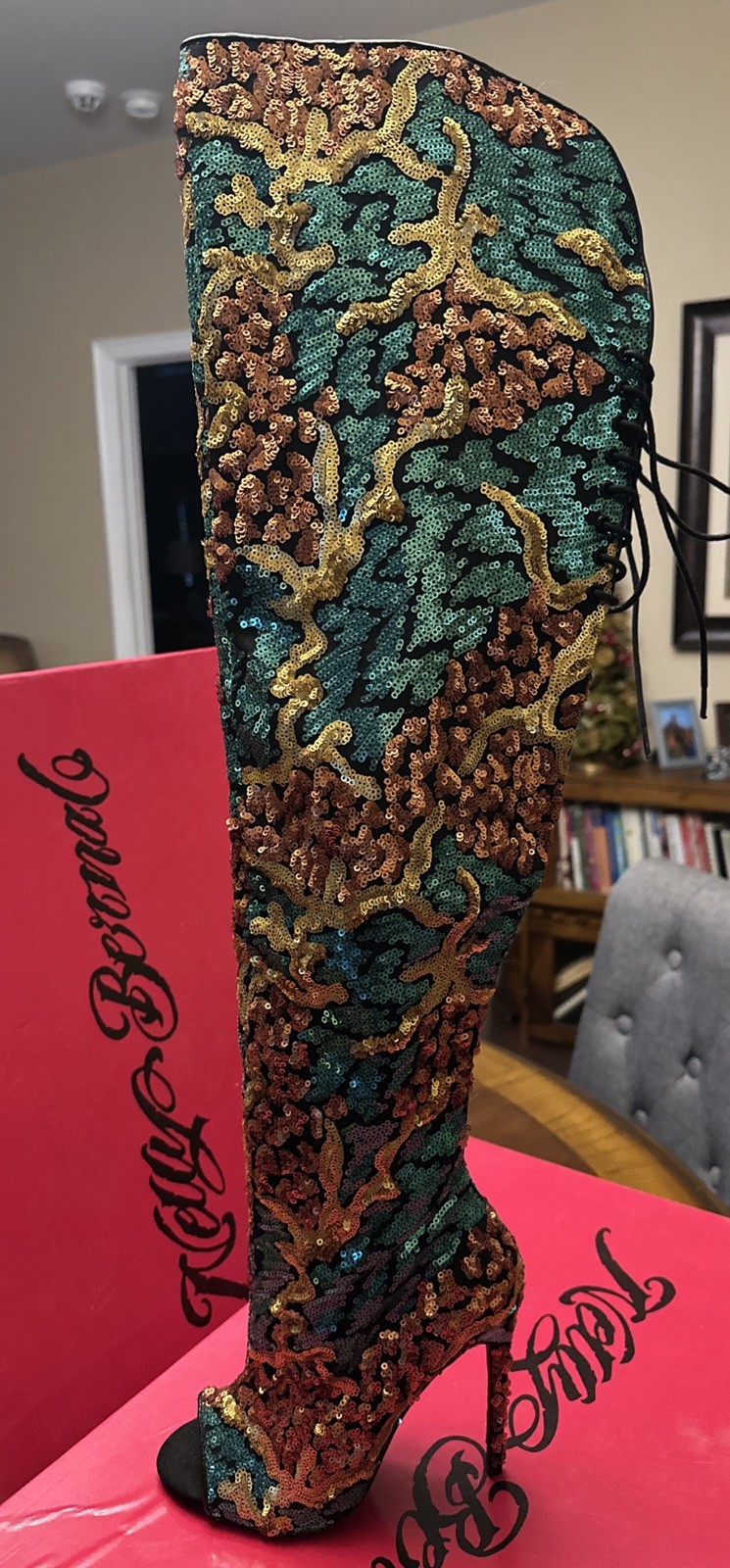 Totally Wicked by Nelly Bernal Celebrity Stiletto Boot Copper Multi- Item #225