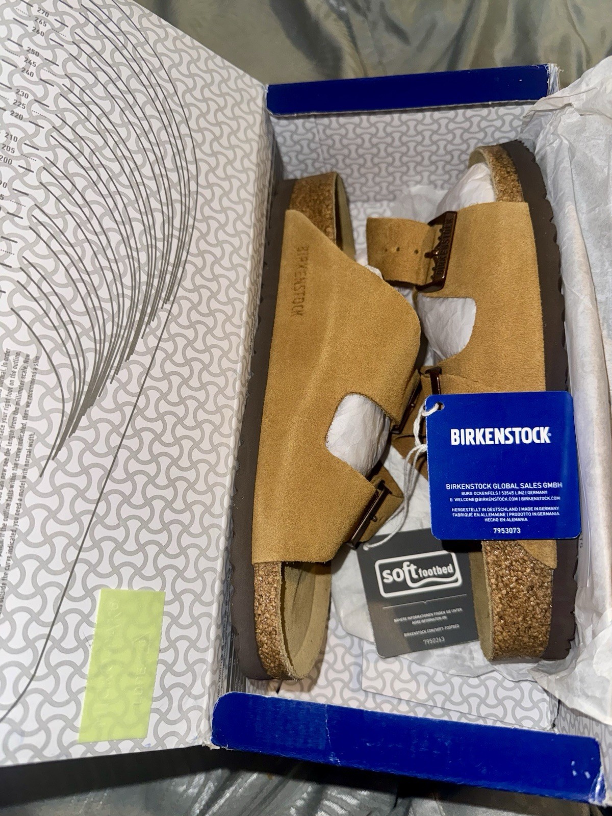 NIB Birkenstock Arizona Soft Footbed Mink Suede Leather Sandal Women’s Size 40 N