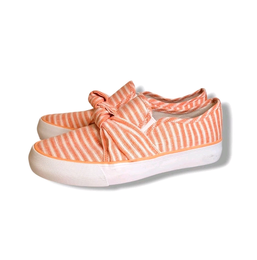Talbots Jaden Knot Stripe Linen Platform Slip-On Summer Sneakers Size 7 NEW