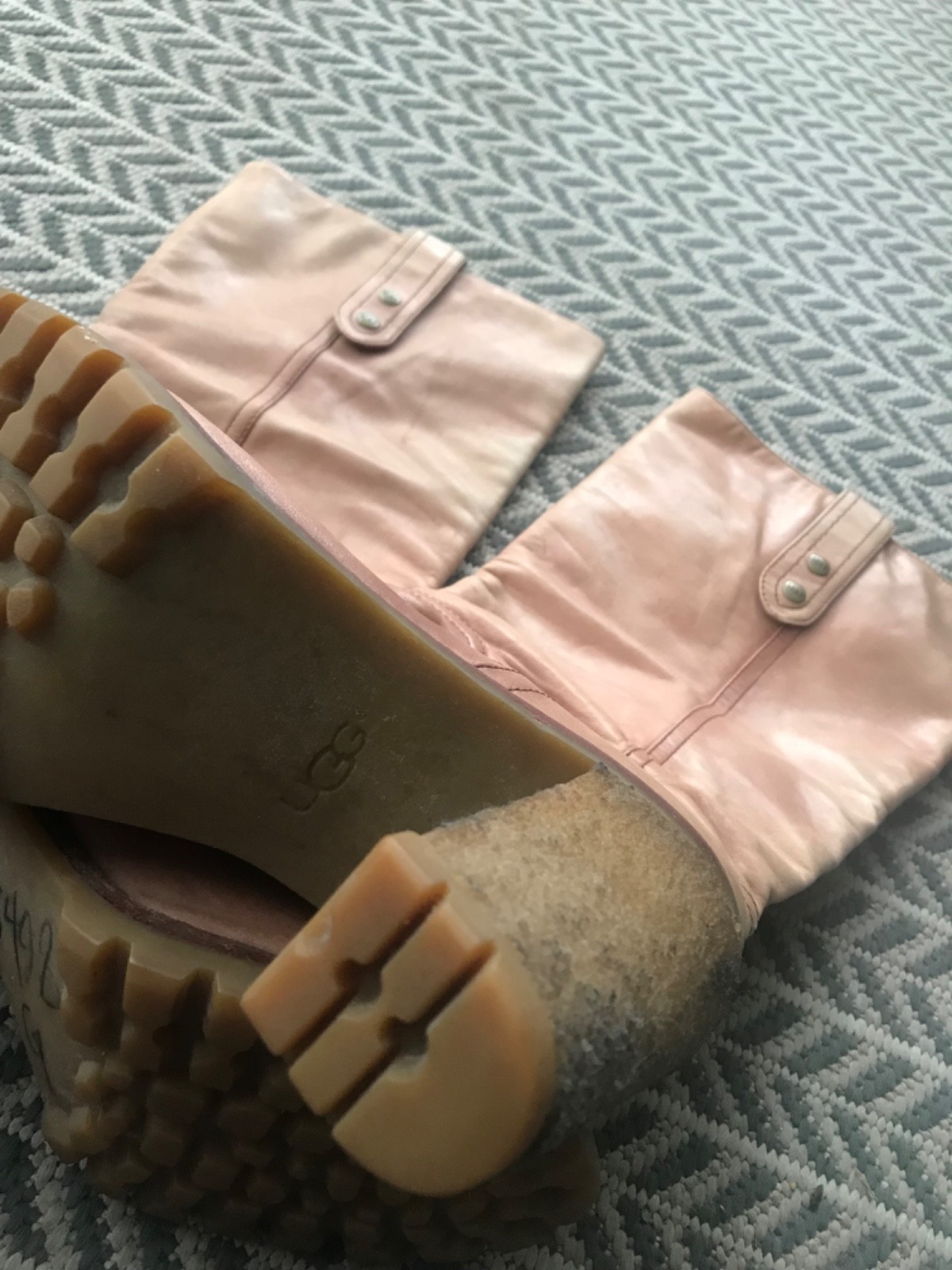 UGG Heel Boots Josie Womens brown Leather Tall Knee High pull on boots Size 7