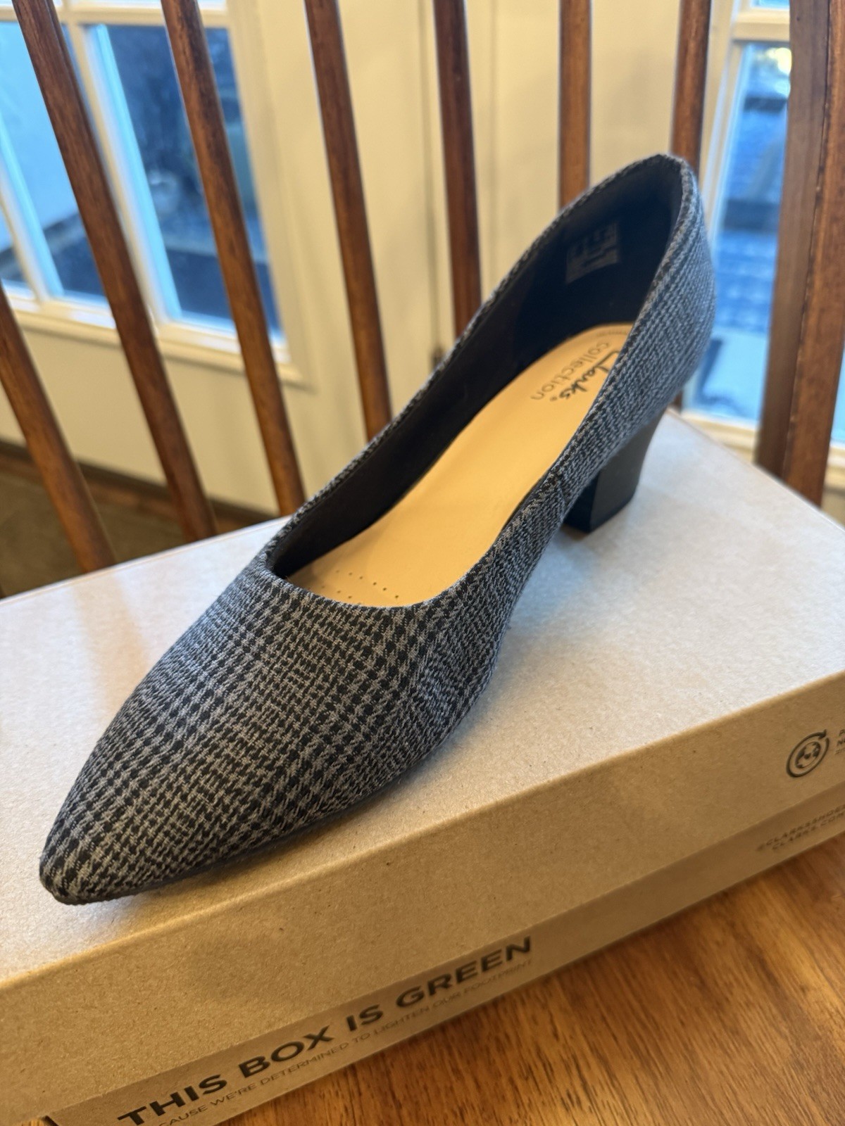 Clark’s Teresa Step Heel Black Gray Houndstooth New With Box Size 9