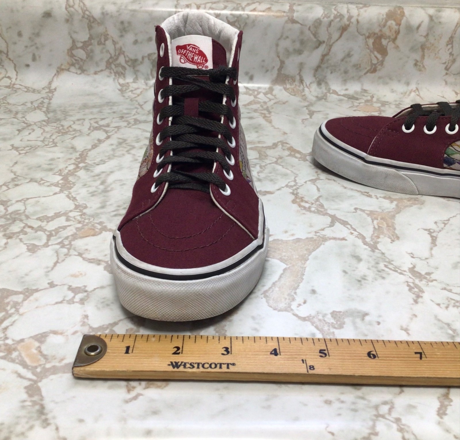 VANS Jesus Embroidered Burgundy High Top Sneakers Women’s Size 8.5 Art Graphics