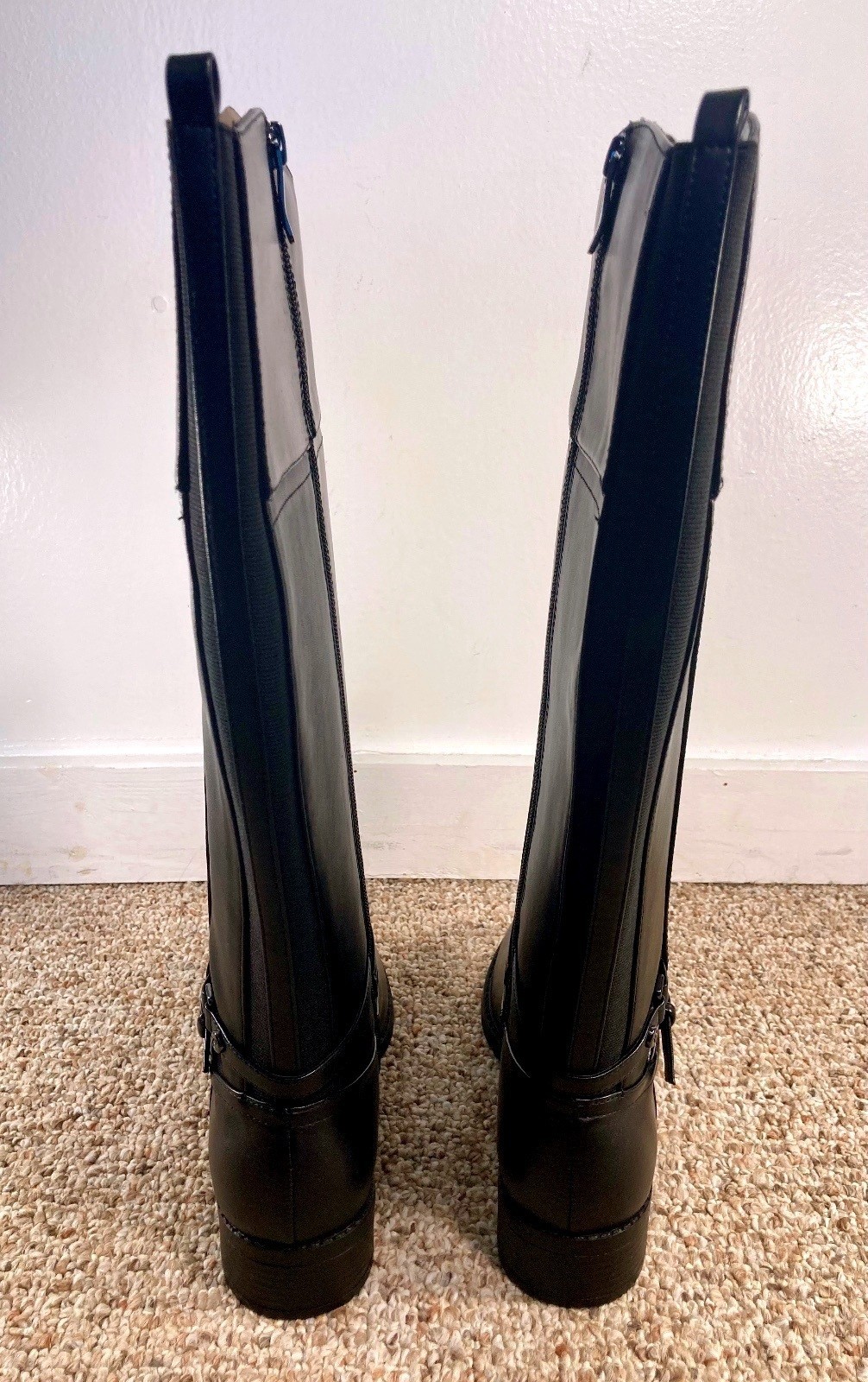 New Easy Spirit Black Tall Riding Boots Size 9 M Buckle Detail