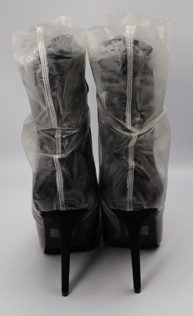 Bootie Stiletto Heels Pull On Pointed Toe Zipper PU-Leather Formal Fashion